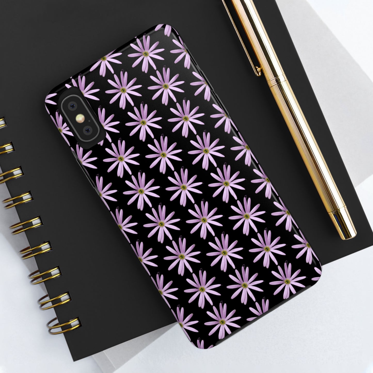 Aster Black Tough Phone Case