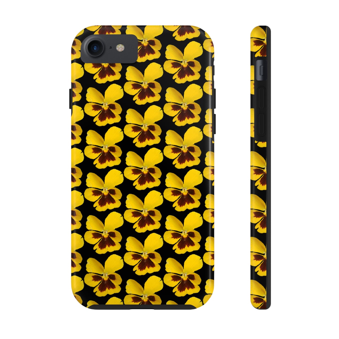 Yellow Pansy Black Tough Phone Case