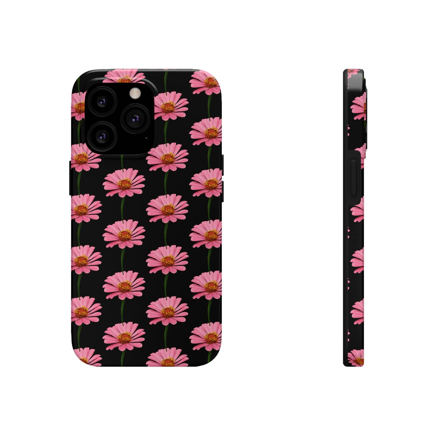 Pink Zinnia Black Tough Phone Case