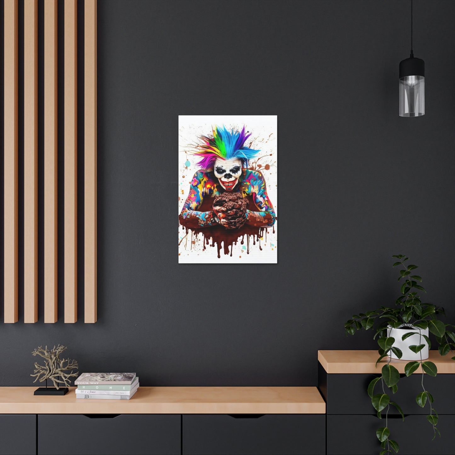 Creepy Clown Chocolate Ice Cream  - Canvas Wall Art