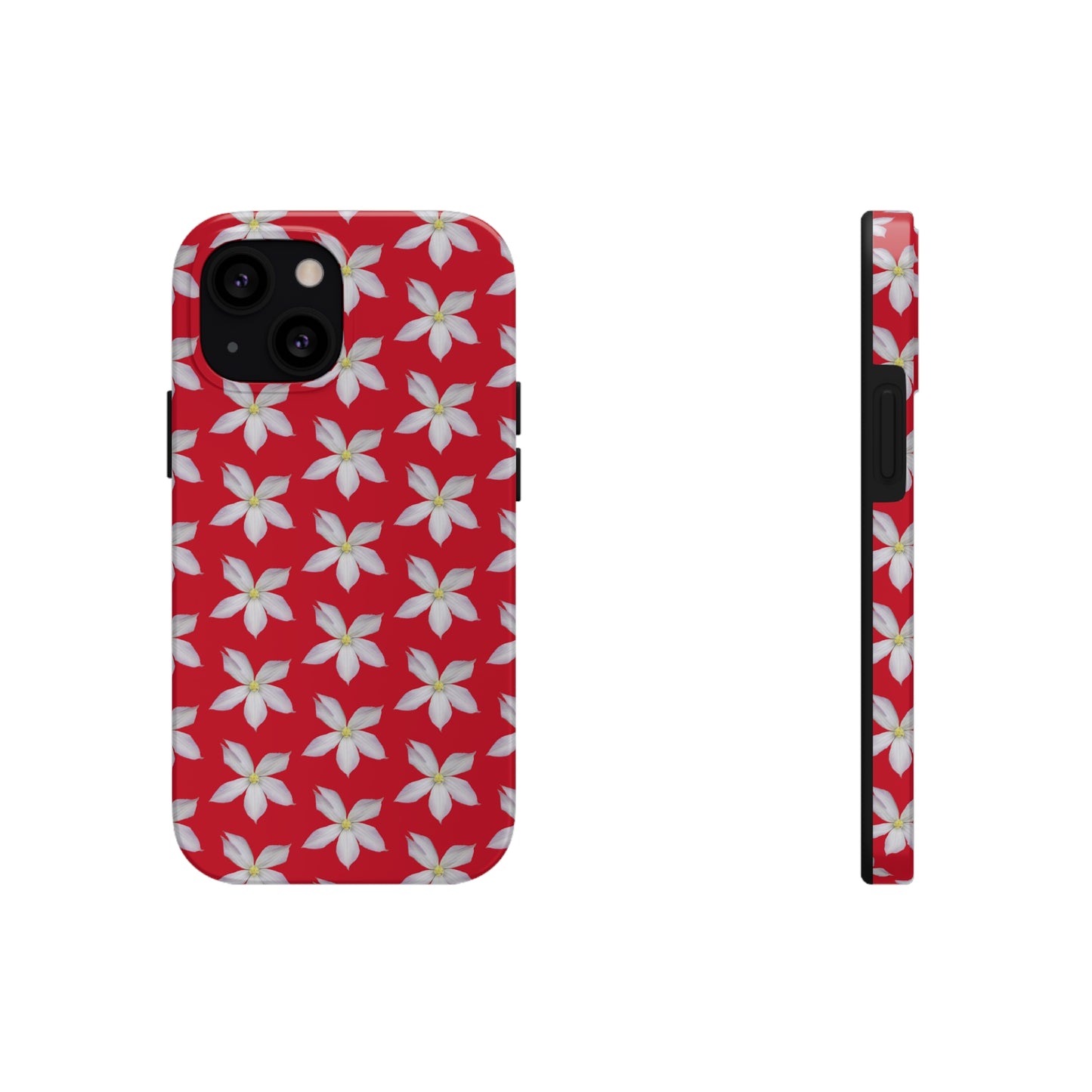 White Clematis Red Tough Phone Case