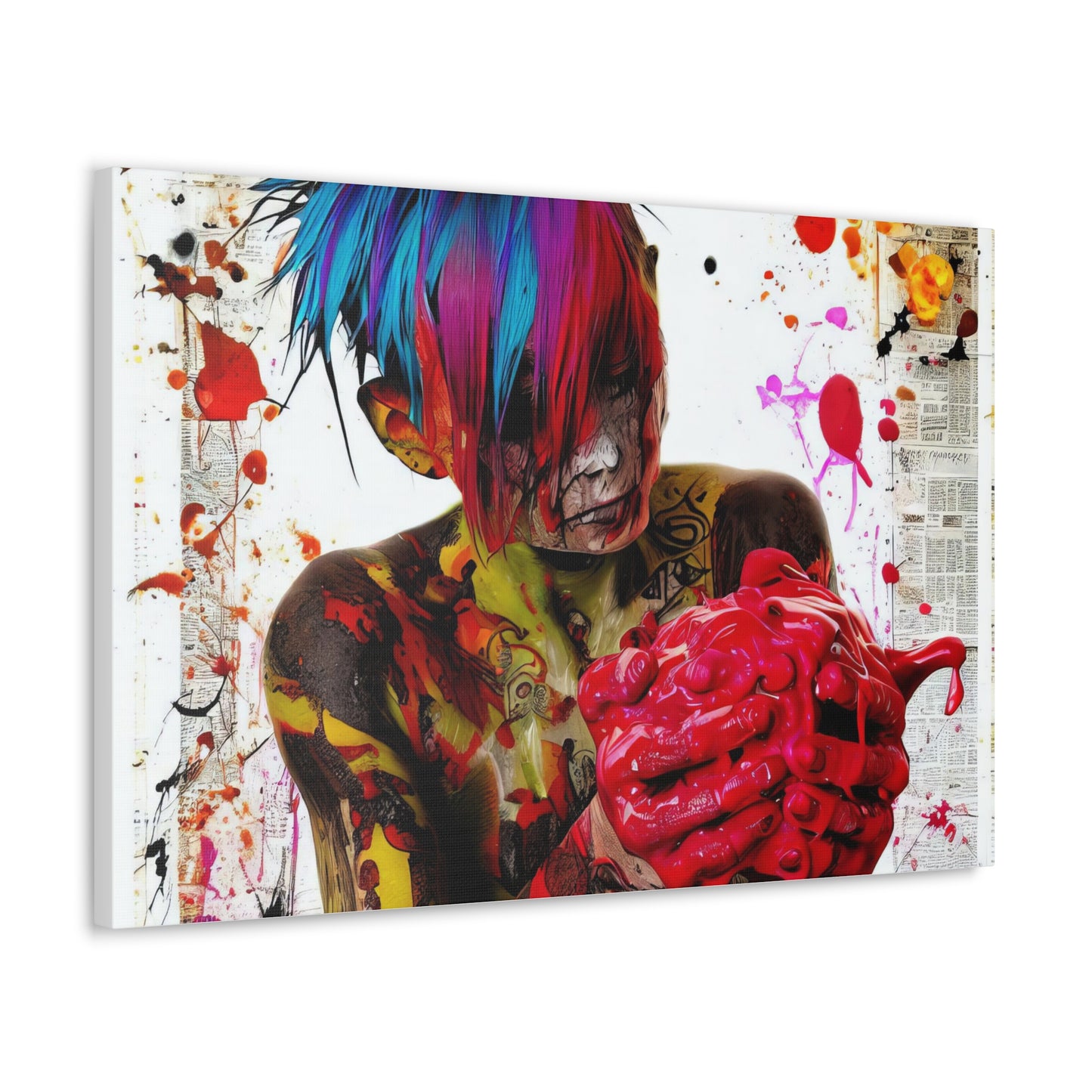 Tattooed Boy with Big Heart  - Canvas Wall Art