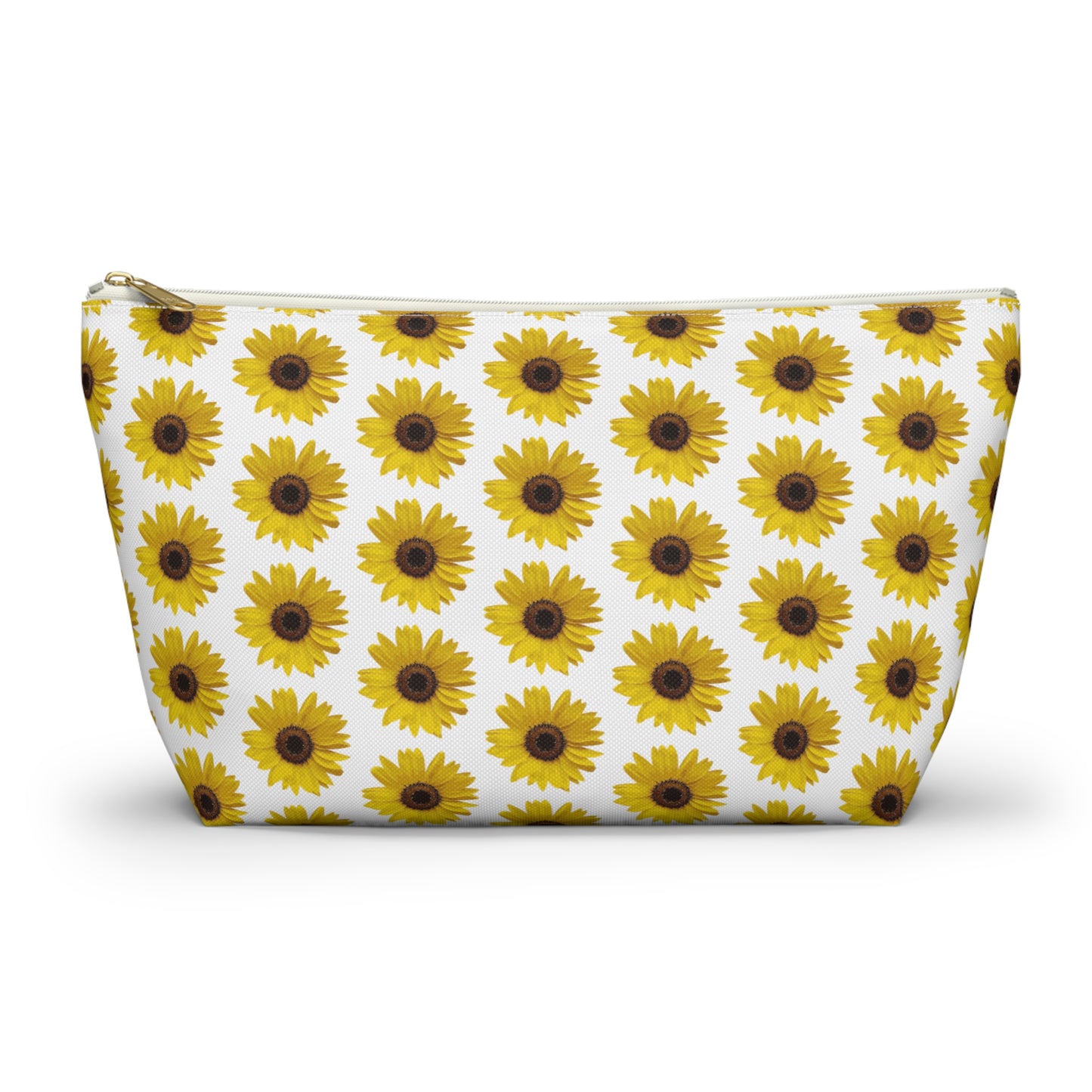 Sunflower White Accessory Pouch w T-bottom