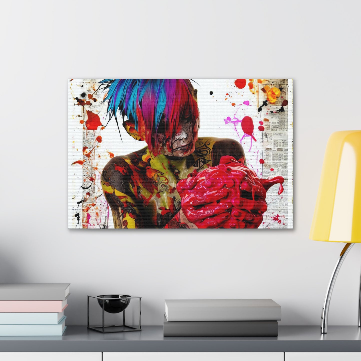 Tattooed Boy with Big Heart  - Canvas Wall Art