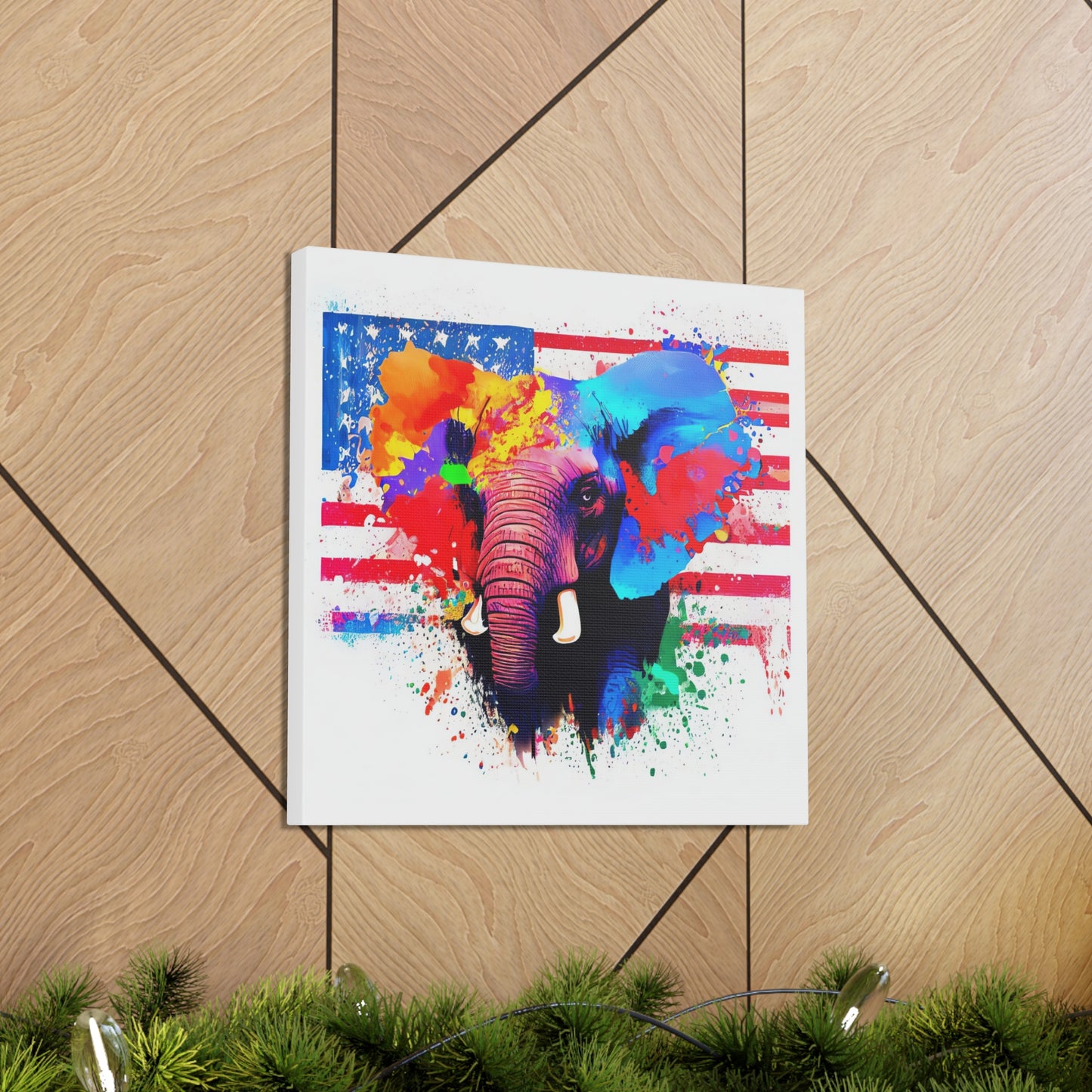 Elephant American Flag - Canvas Wall Art