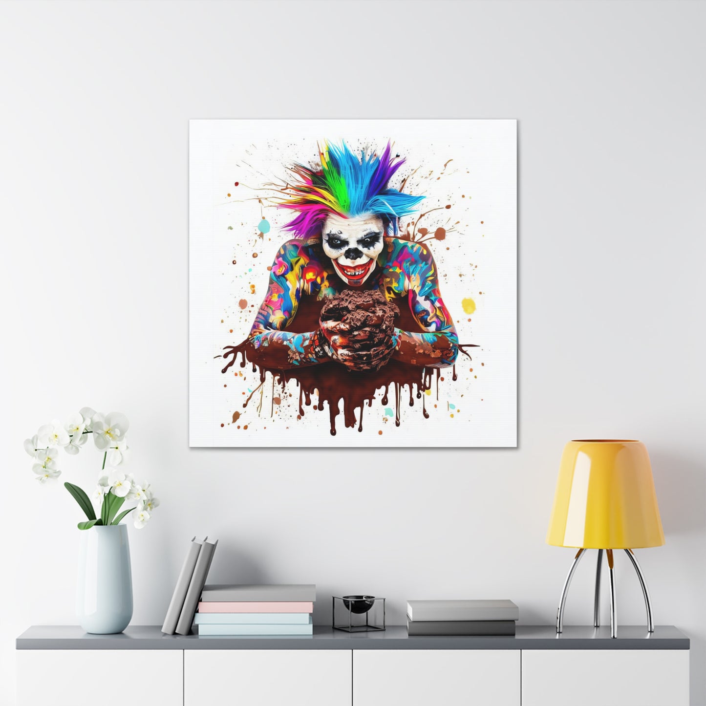 Creepy Clown Chocolate Ice Cream  - Canvas Wall Art