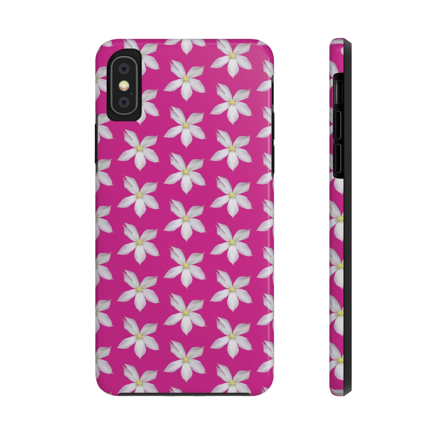 White Clematis Pink Tough Phone Case