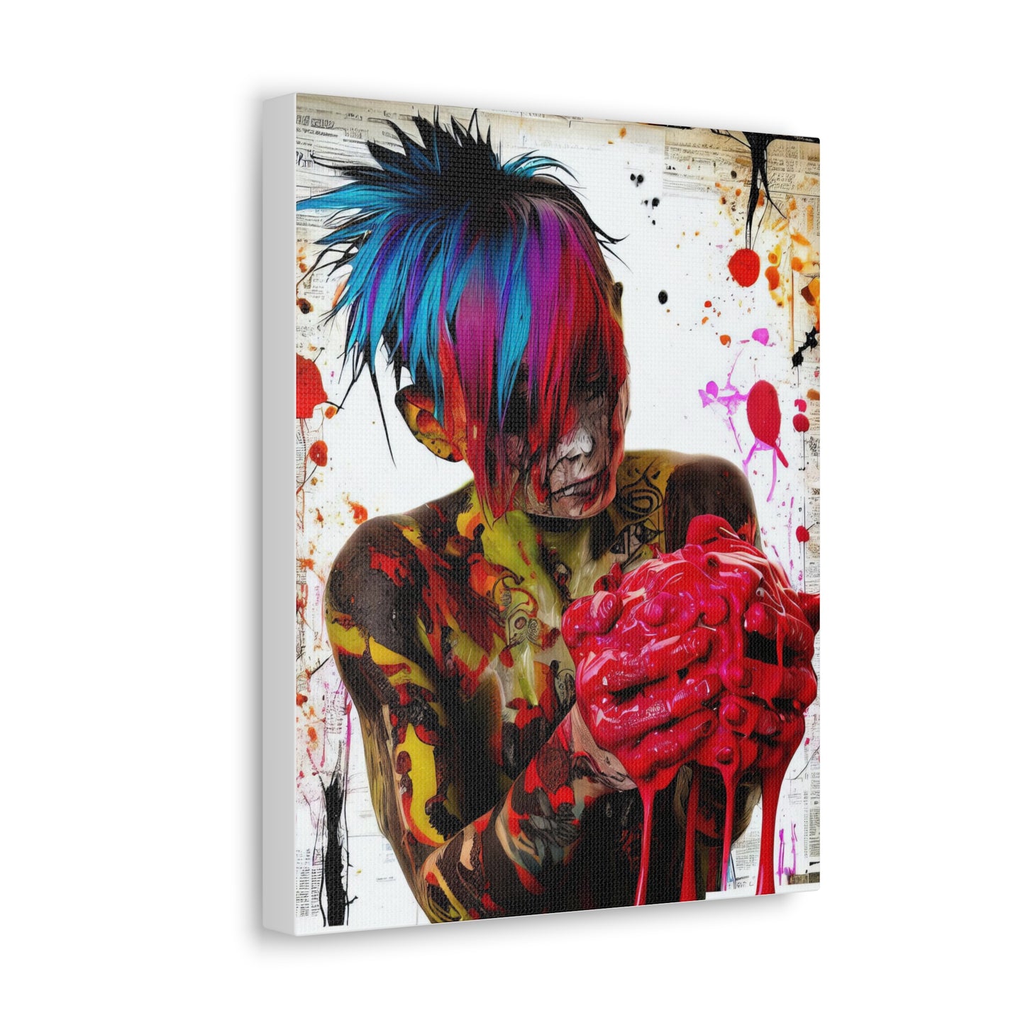 Tattooed Boy with Big Heart  - Canvas Wall Art