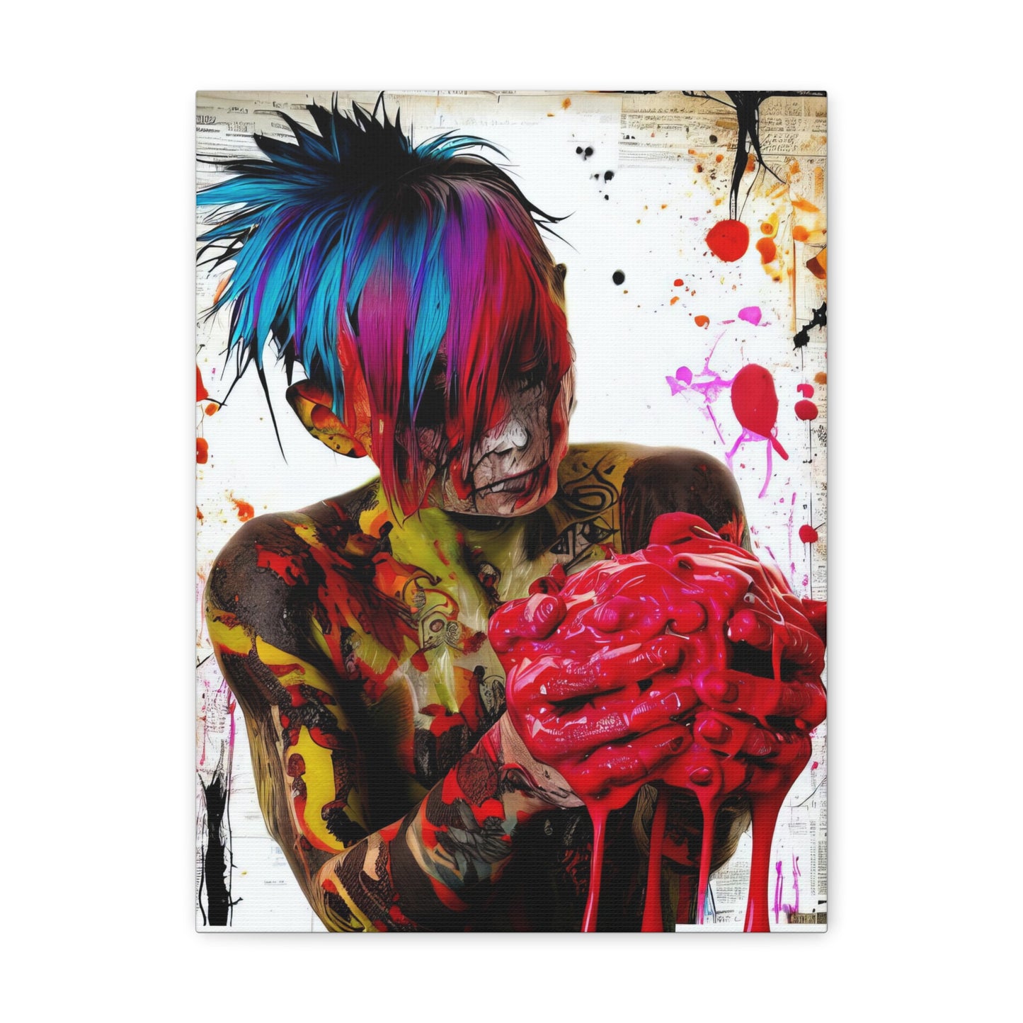 Tattooed Boy with Big Heart  - Canvas Wall Art