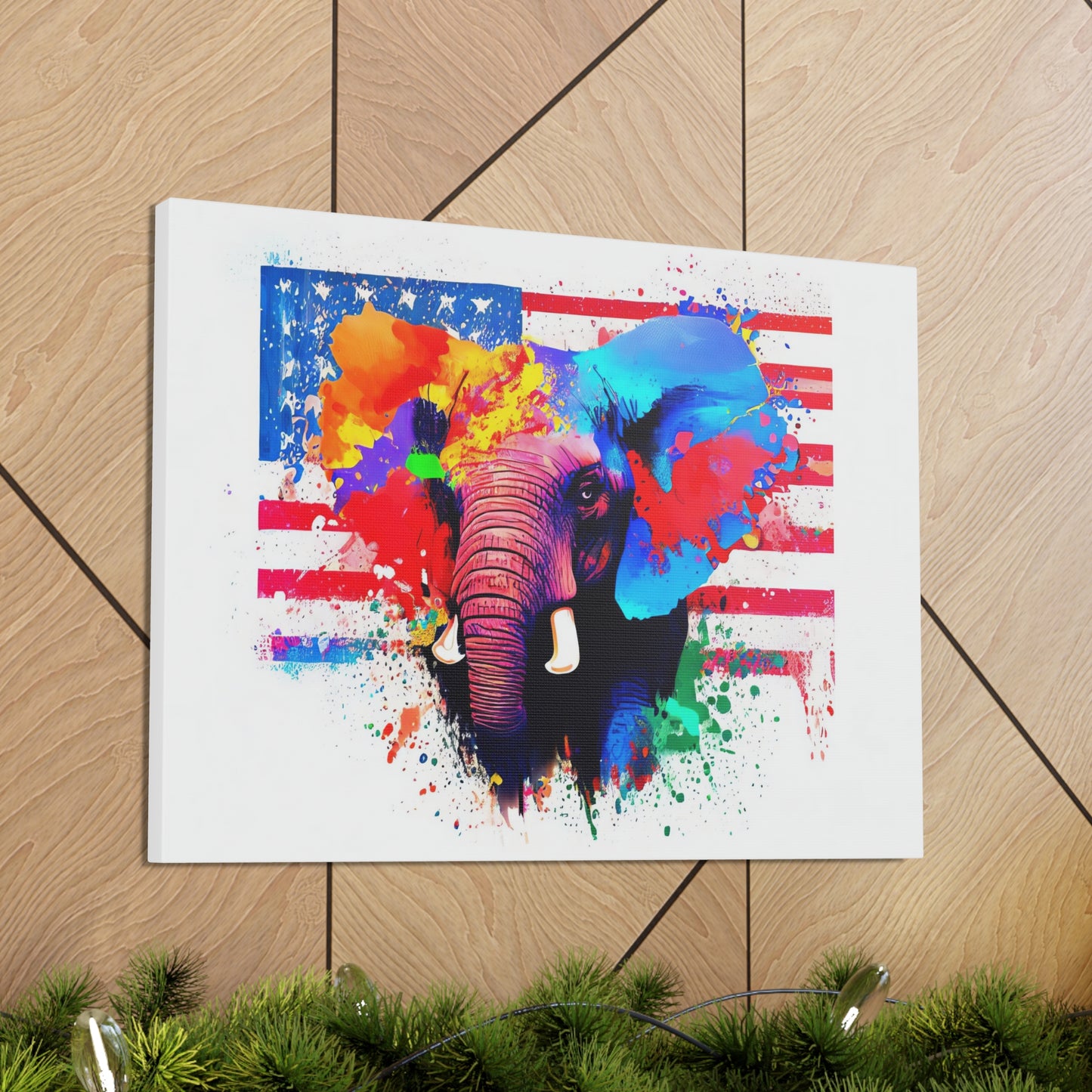 Elephant American Flag - Canvas Wall Art