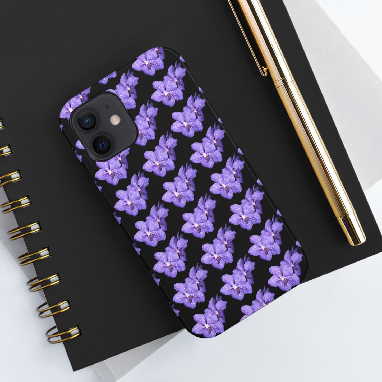 Blue Orchid Black Tough Phone Case