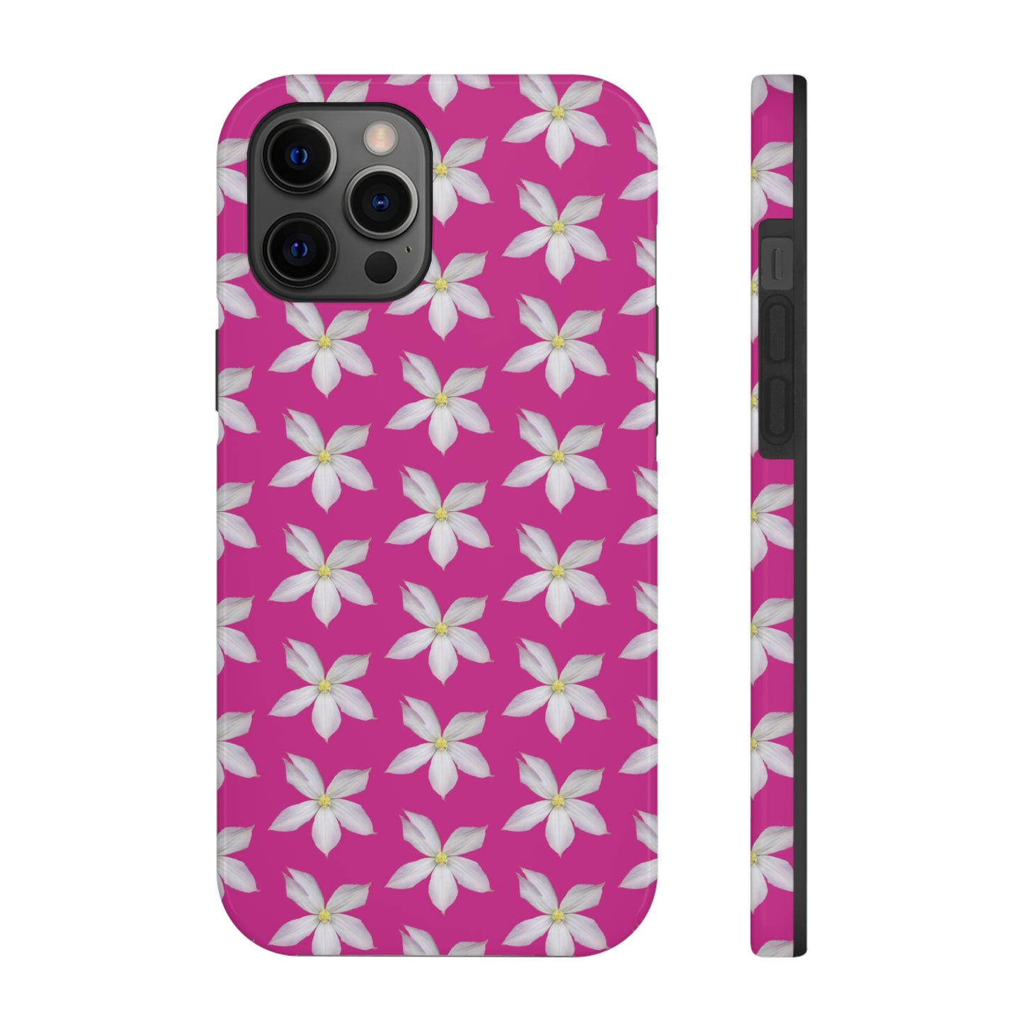 White Clematis Pink Tough Phone Case