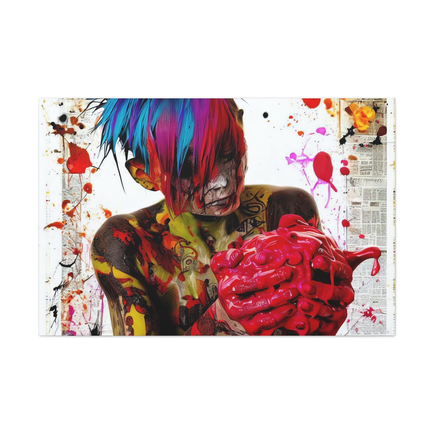 Tattooed Boy with Big Heart  - Canvas Wall Art