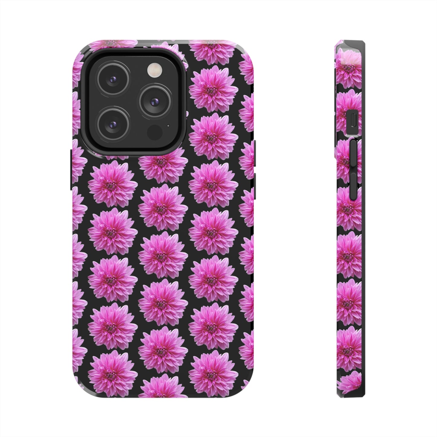 Pink Dahlia Black Tough Phone Case