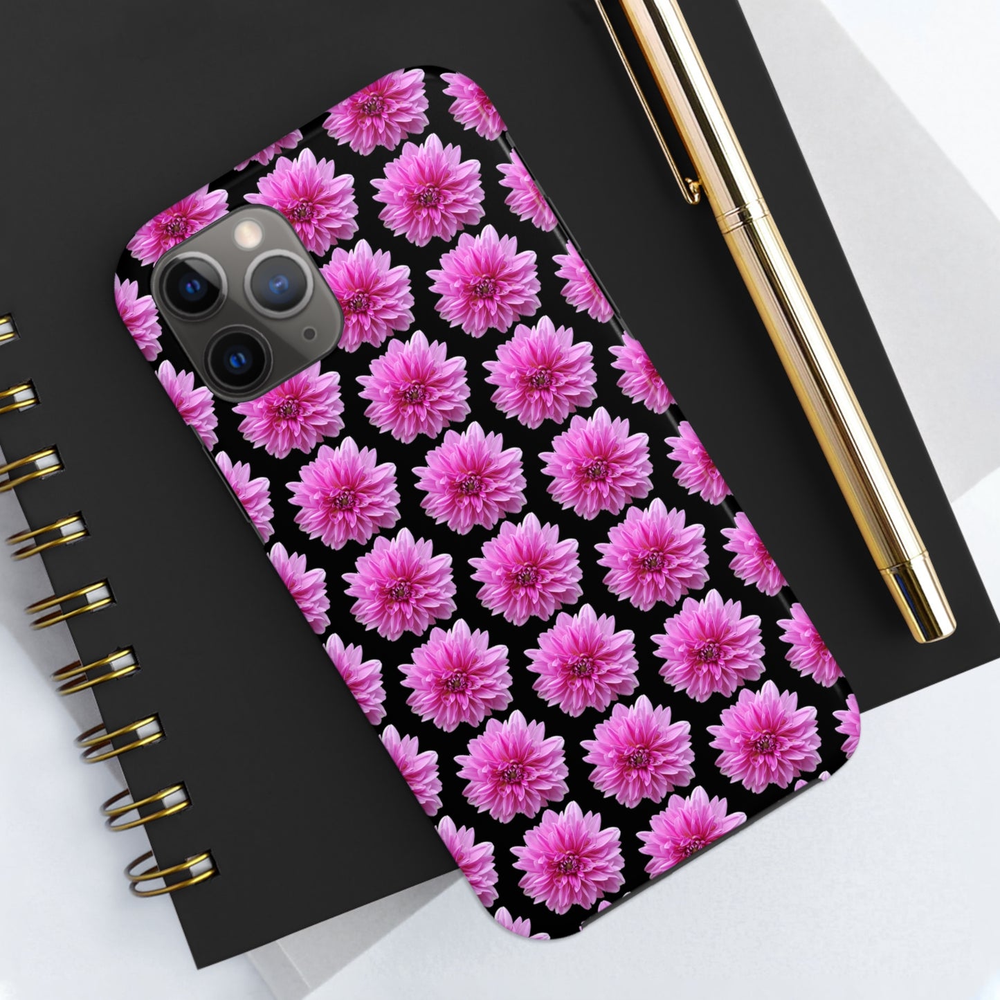 Pink Dahlia Black Tough Phone Case