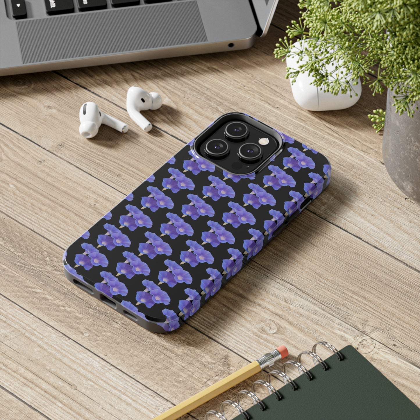 Purple Morning Glory Black Tough Phone Case