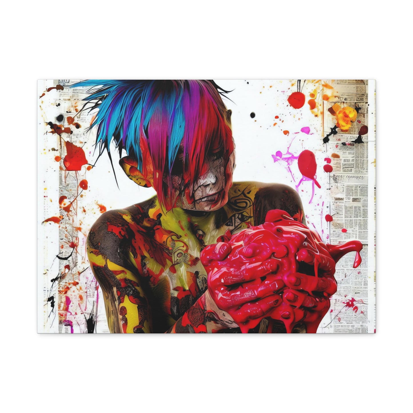 Tattooed Boy with Big Heart  - Canvas Wall Art