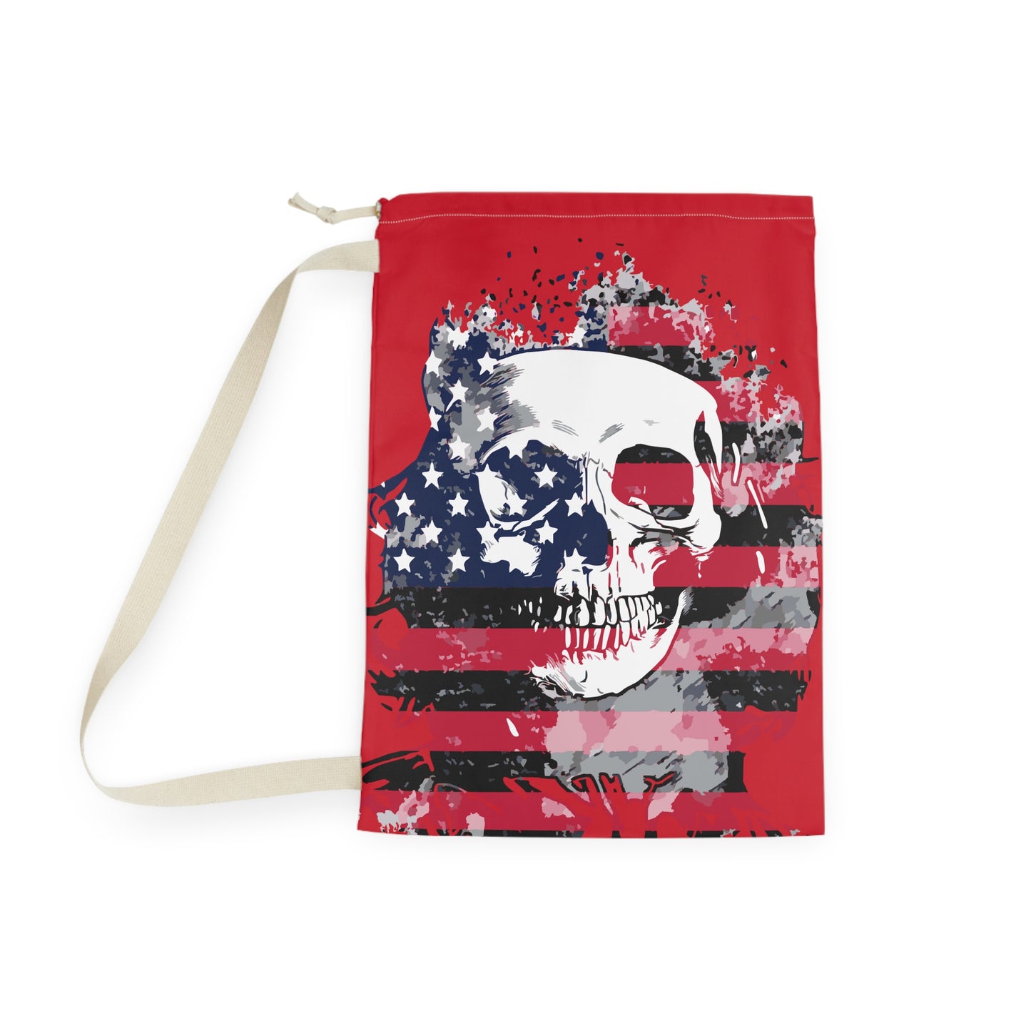 Skull and Flag Red Laundry Bag