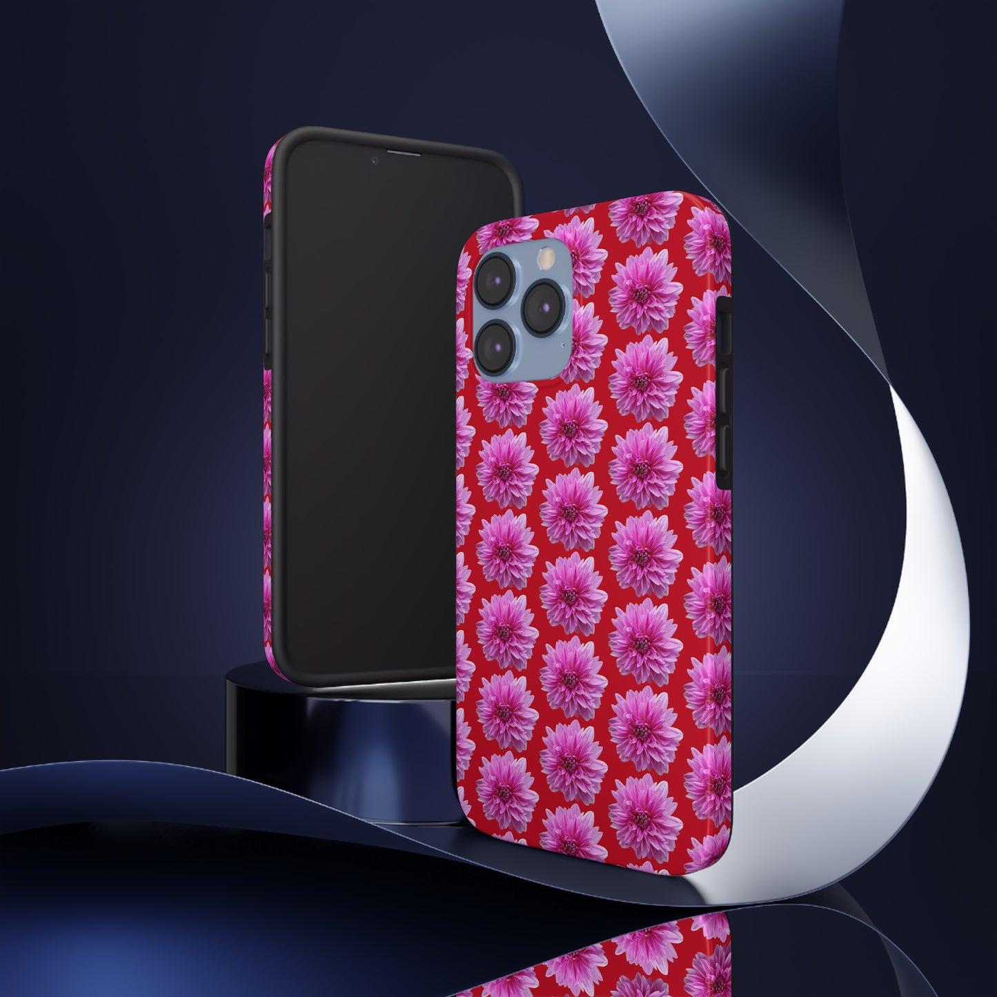 Pink Dahlia Red Tough Phone Case