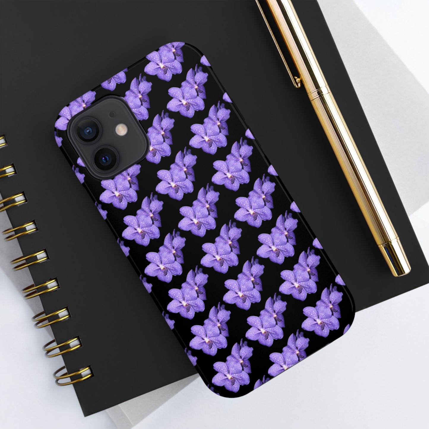 Blue Orchid Black Tough Phone Case