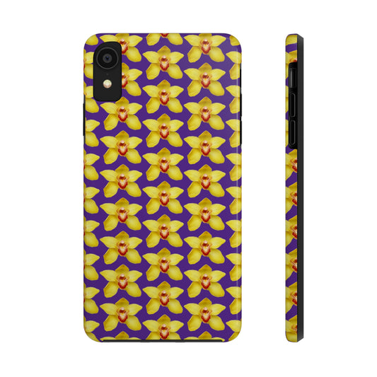 Yellow Cymbidium Orchid Purple Tough Phone Case