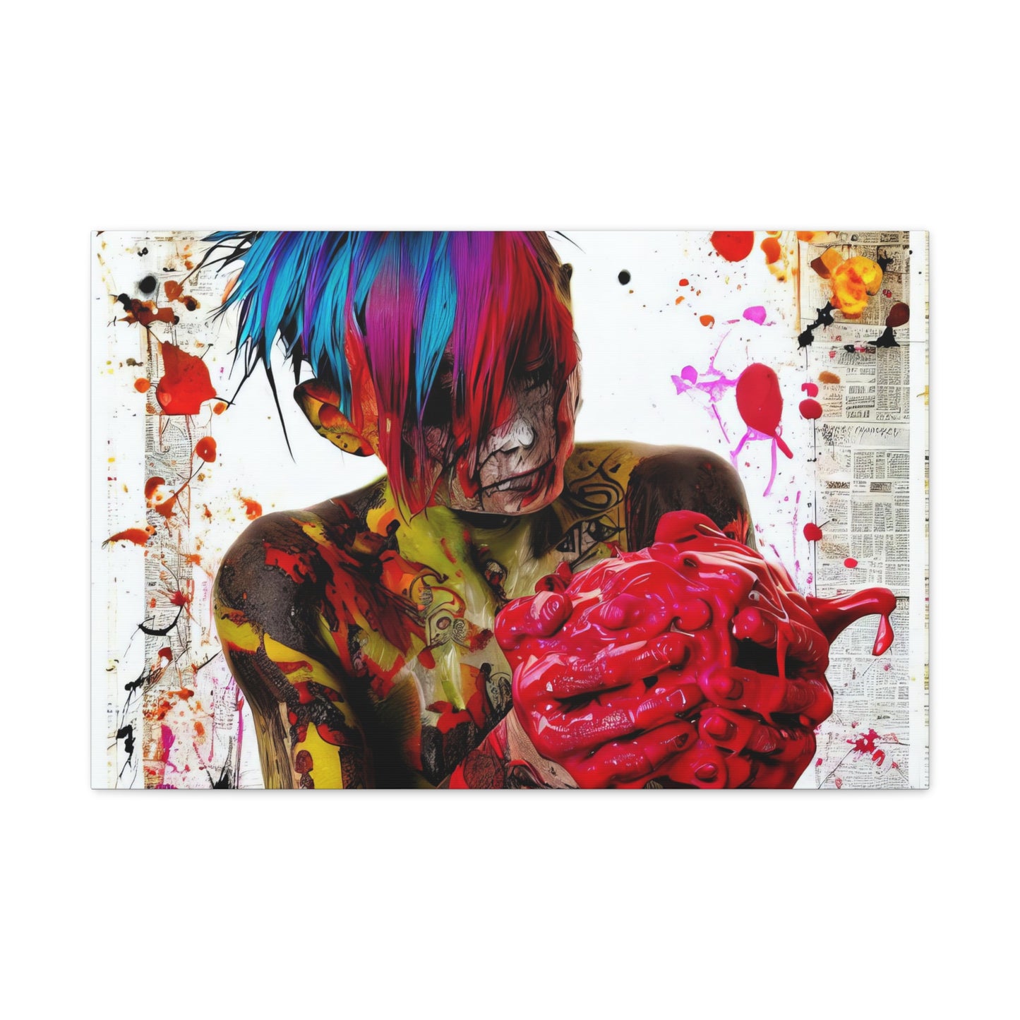 Tattooed Boy with Big Heart  - Canvas Wall Art