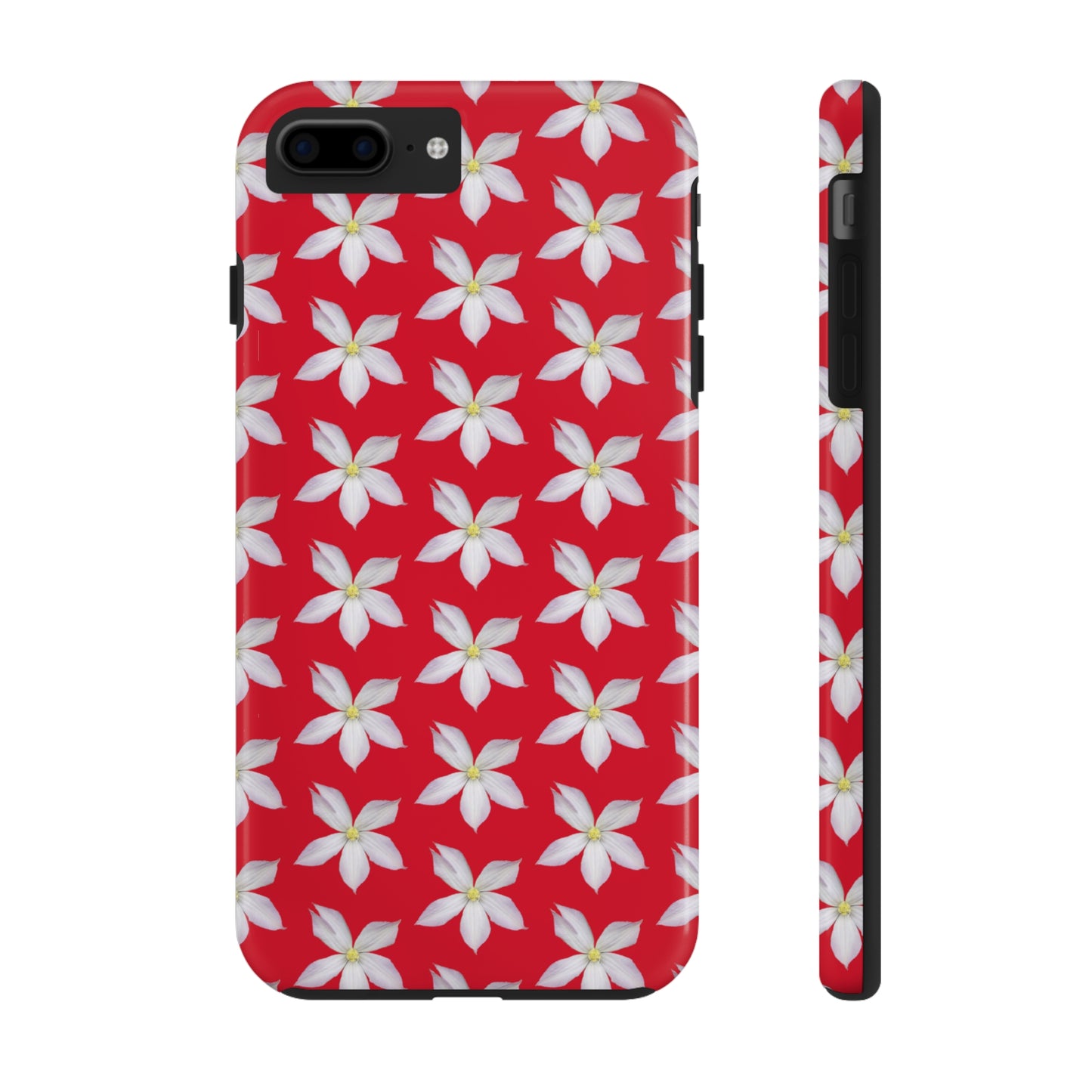 White Clematis Red Tough Phone Case