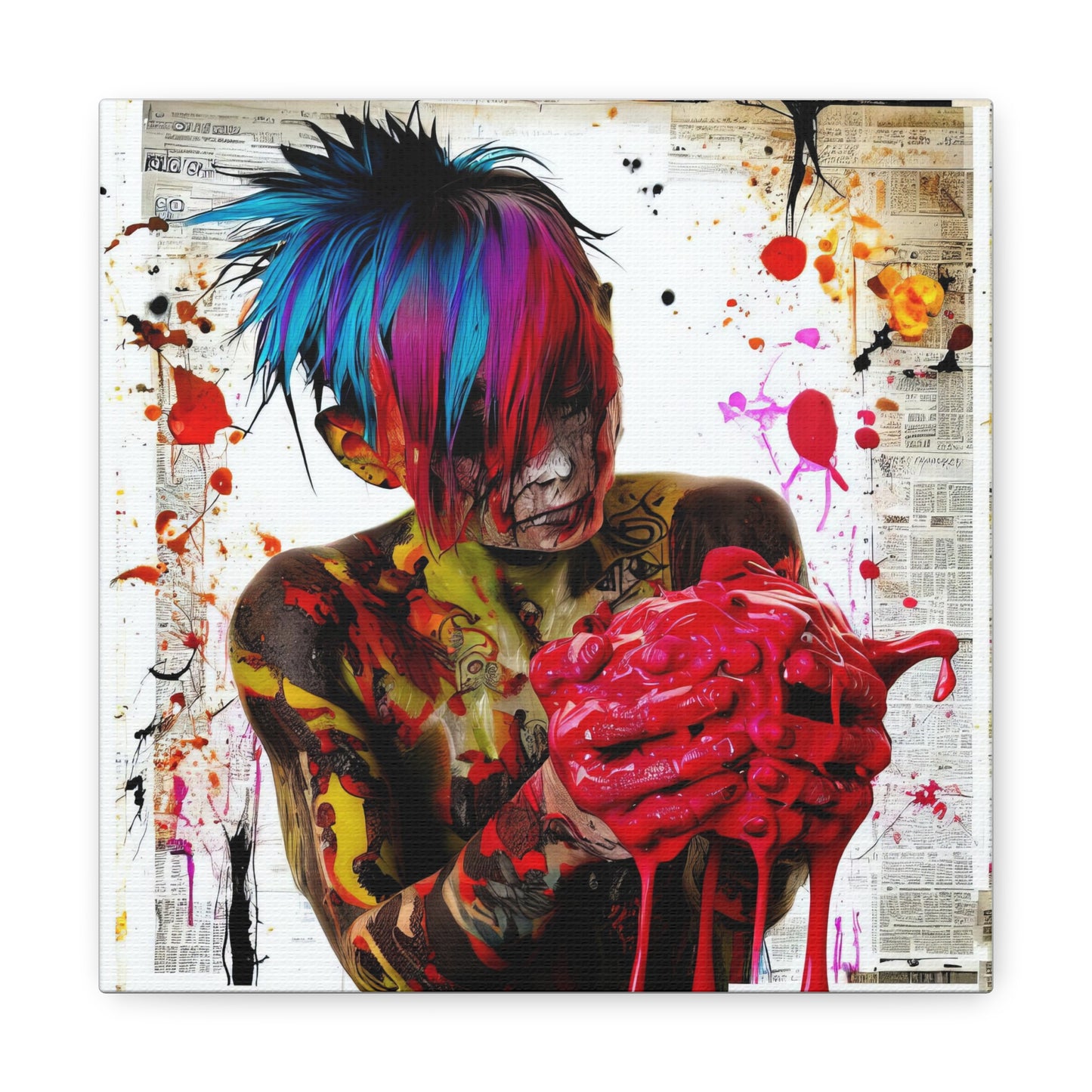 Tattooed Boy with Big Heart  - Canvas Wall Art