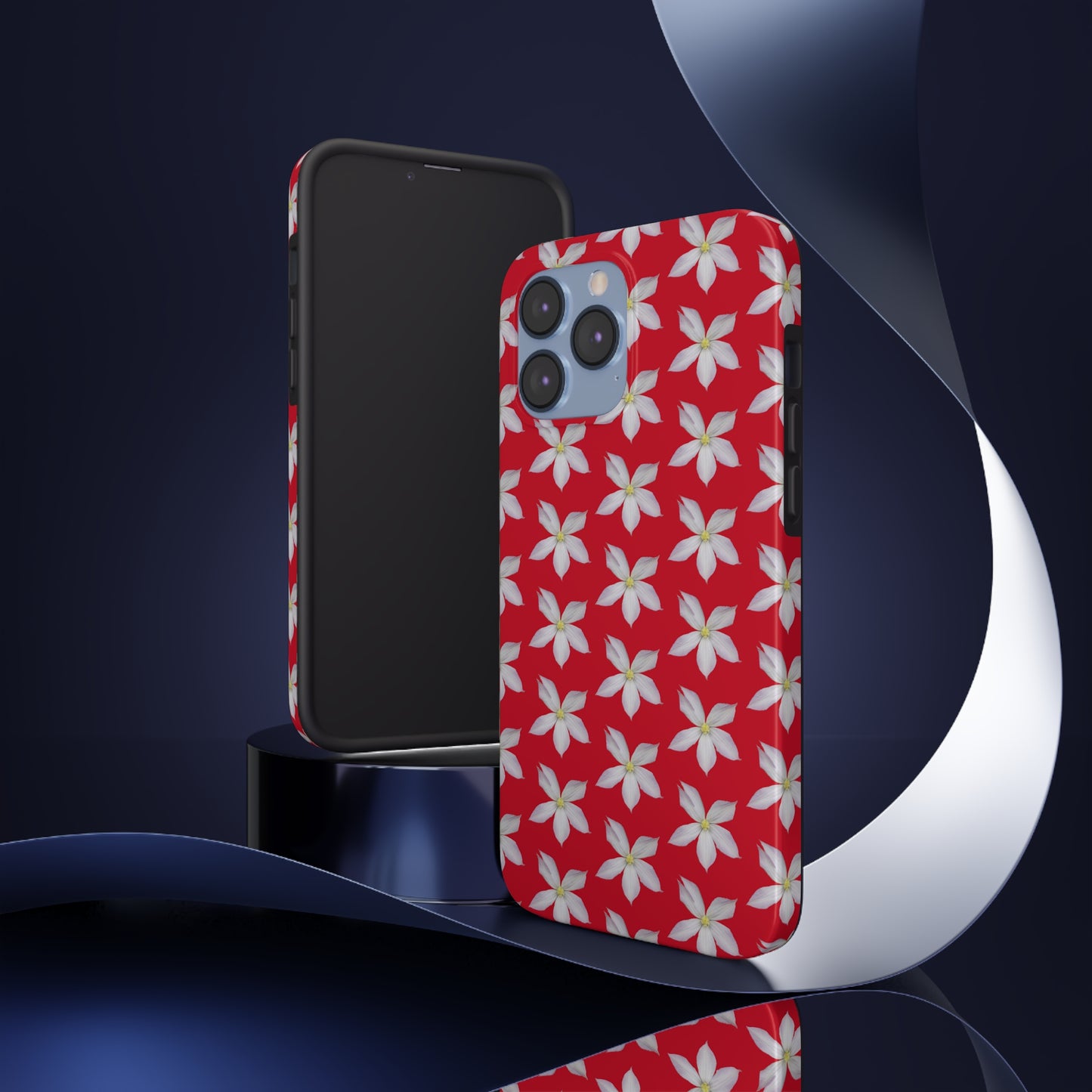 White Clematis Red Tough Phone Case