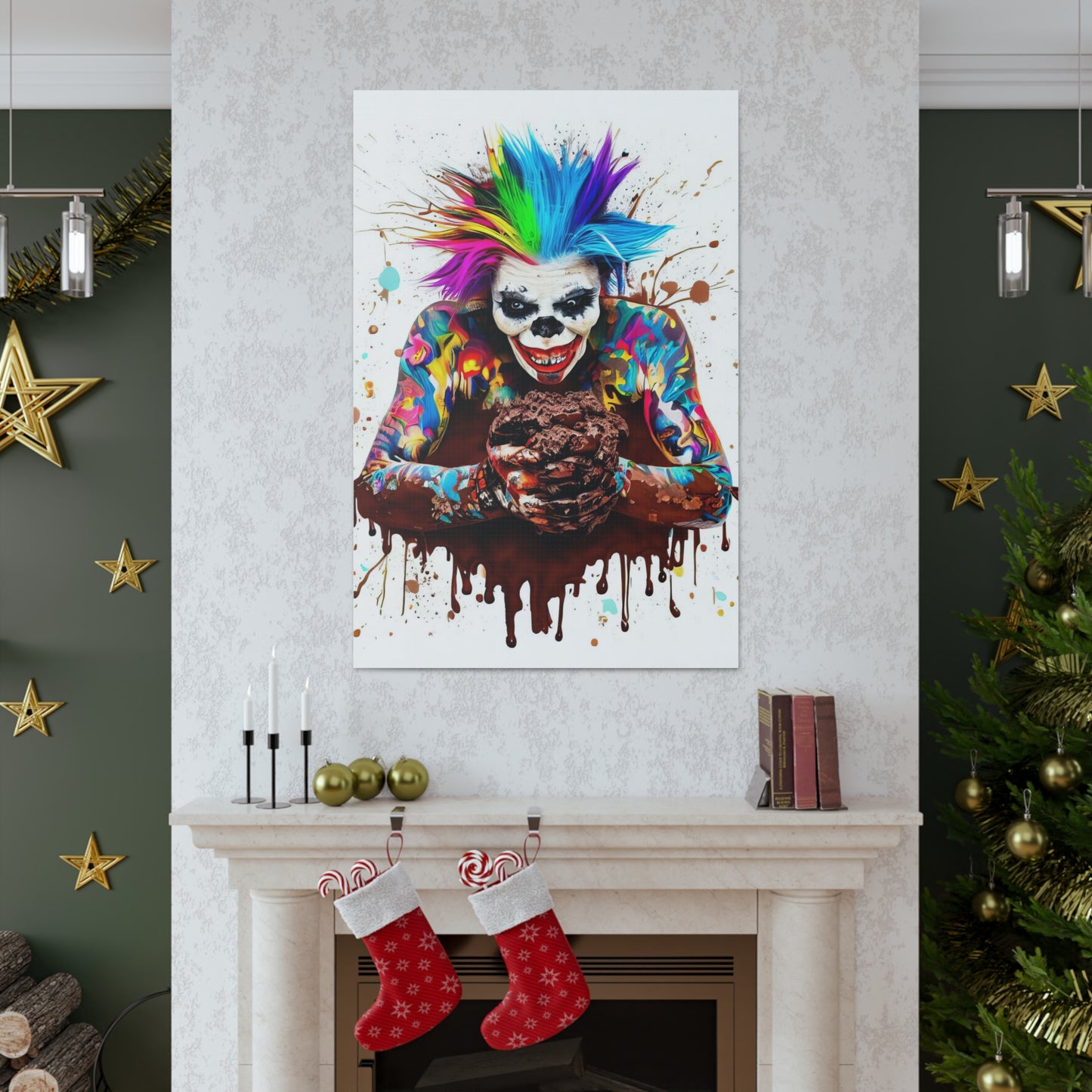 Creepy Clown Chocolate Ice Cream  - Canvas Wall Art