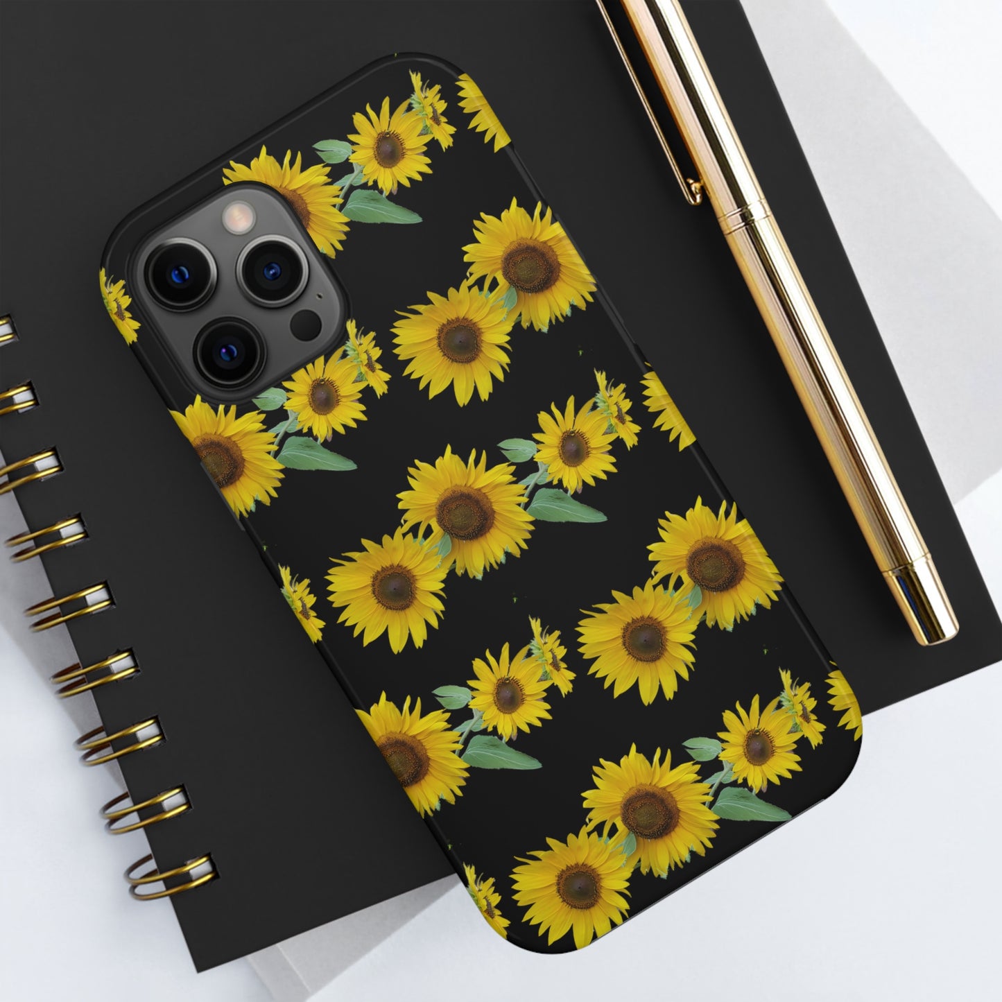 Sunflower Cluster Black Tough Phone Case