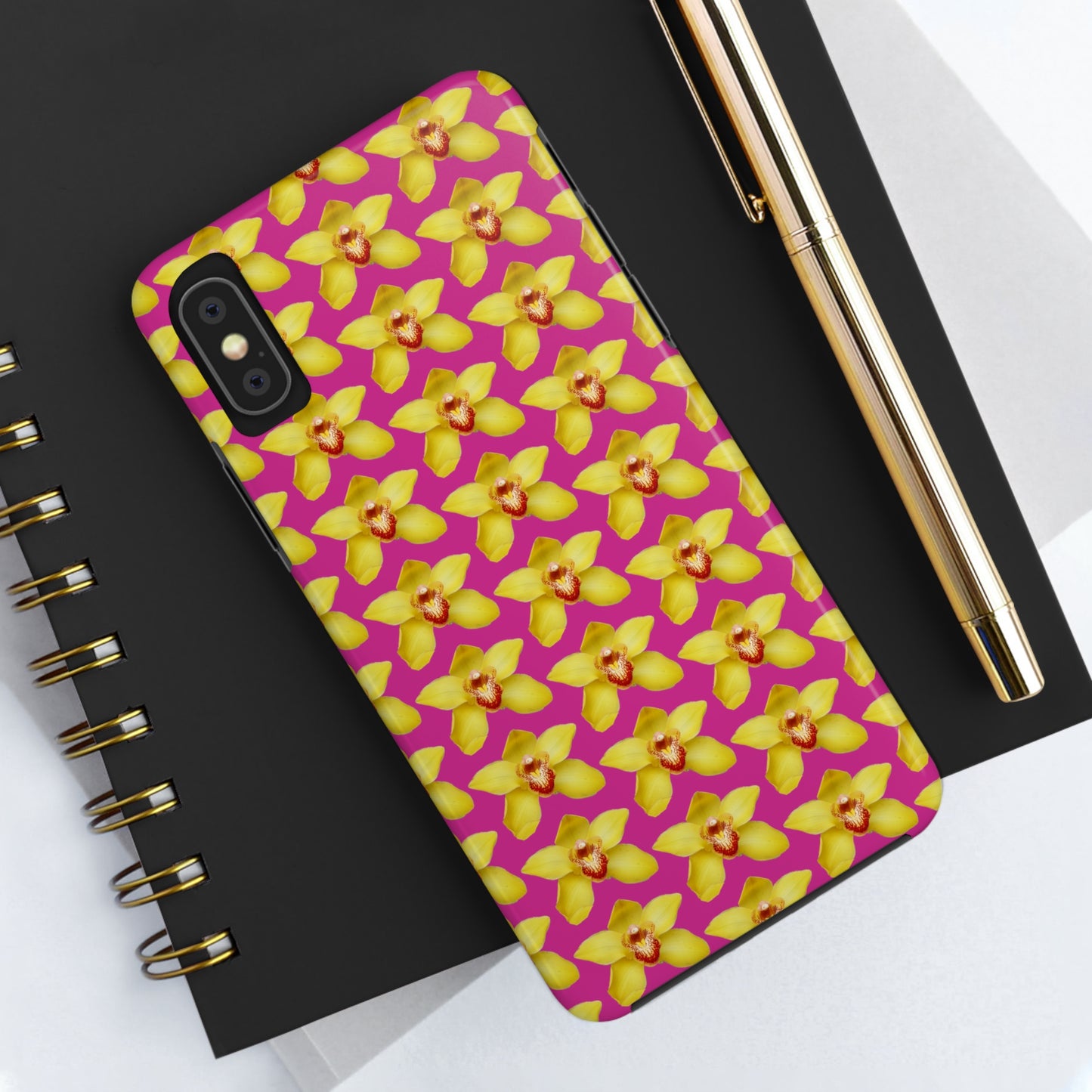 Yellow Cymbidium Orchid Pink Tough Phone Case