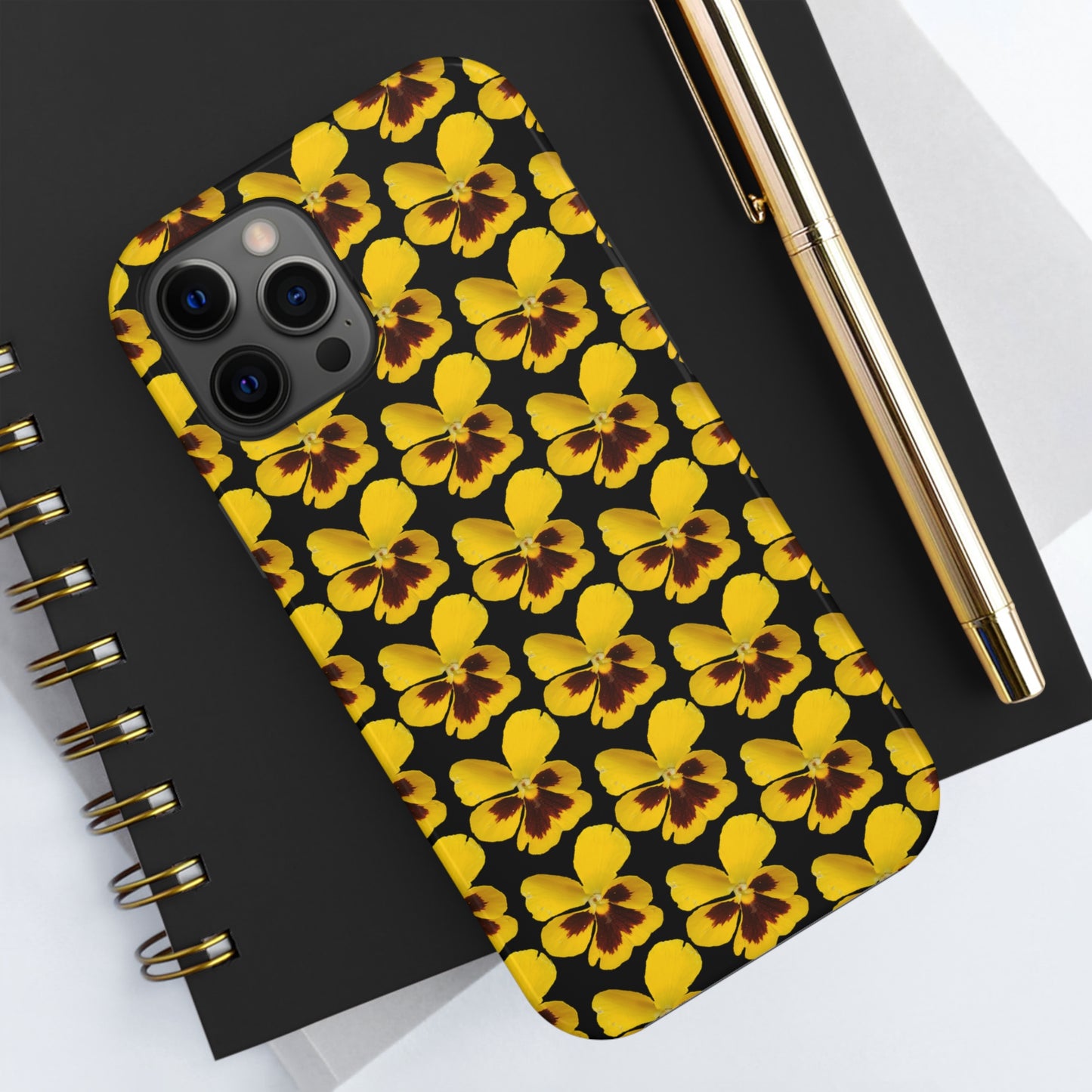 Yellow Pansy Black Tough Phone Case