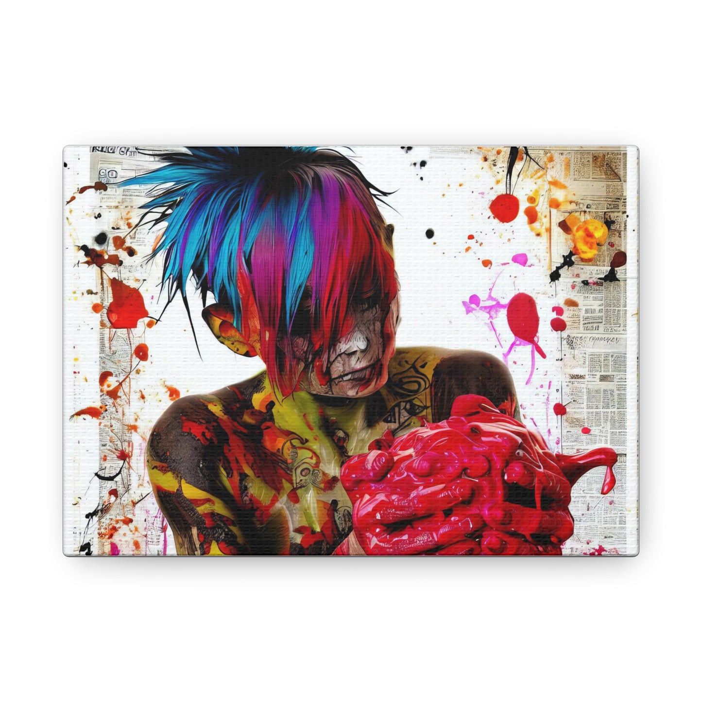 Tattooed Boy with Big Heart  - Canvas Wall Art