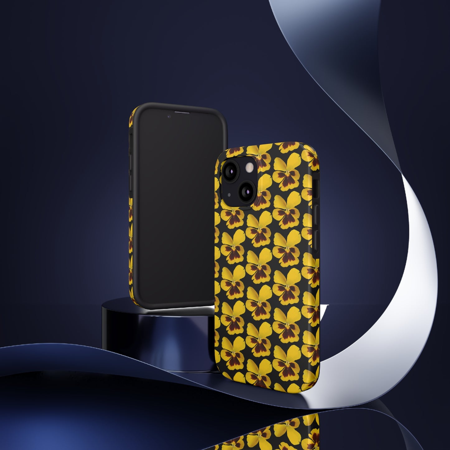 Yellow Pansy Black Tough Phone Case