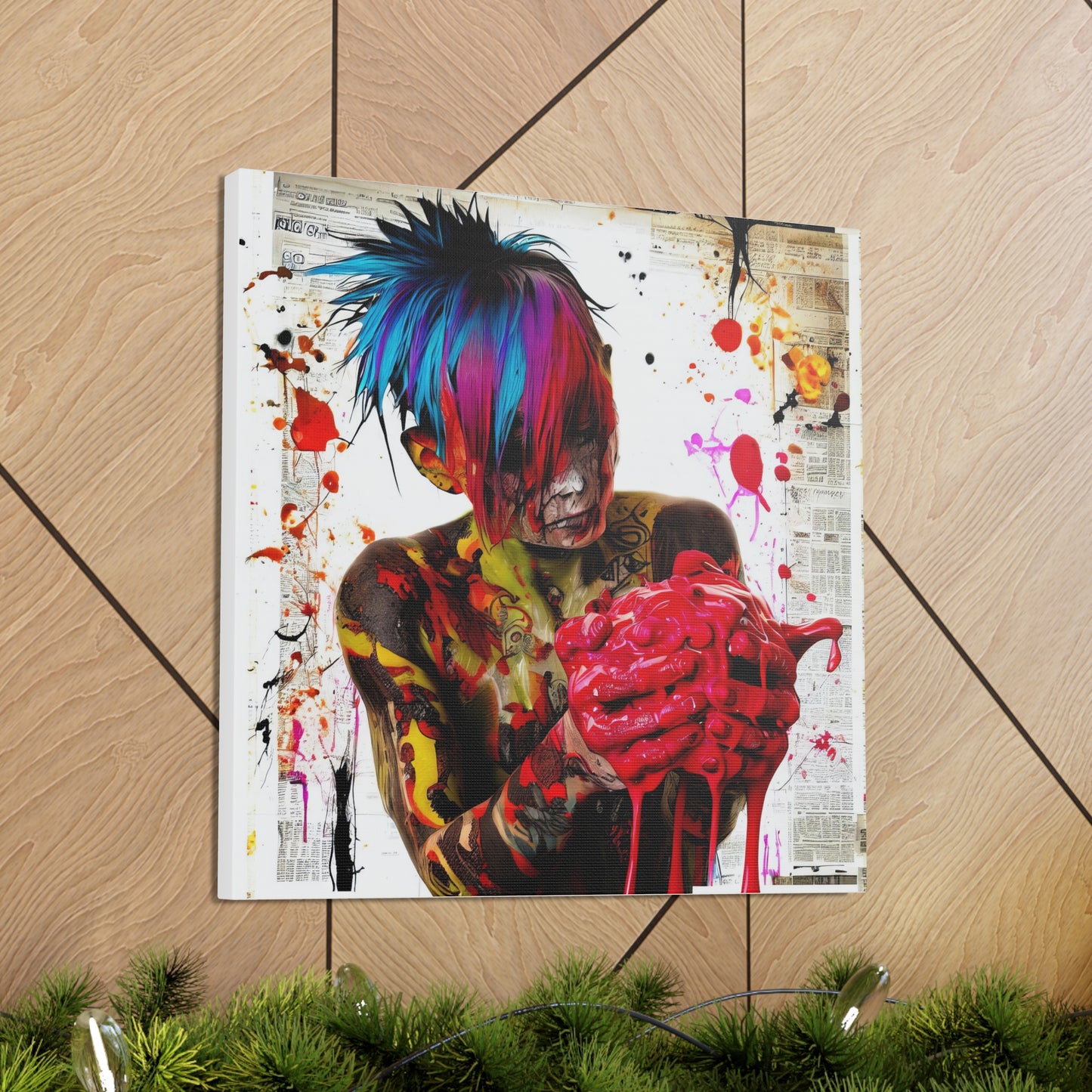 Tattooed Boy with Big Heart  - Canvas Wall Art