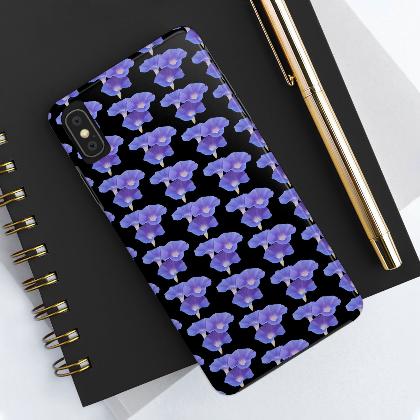 Purple Morning Glory Black Tough Phone Case