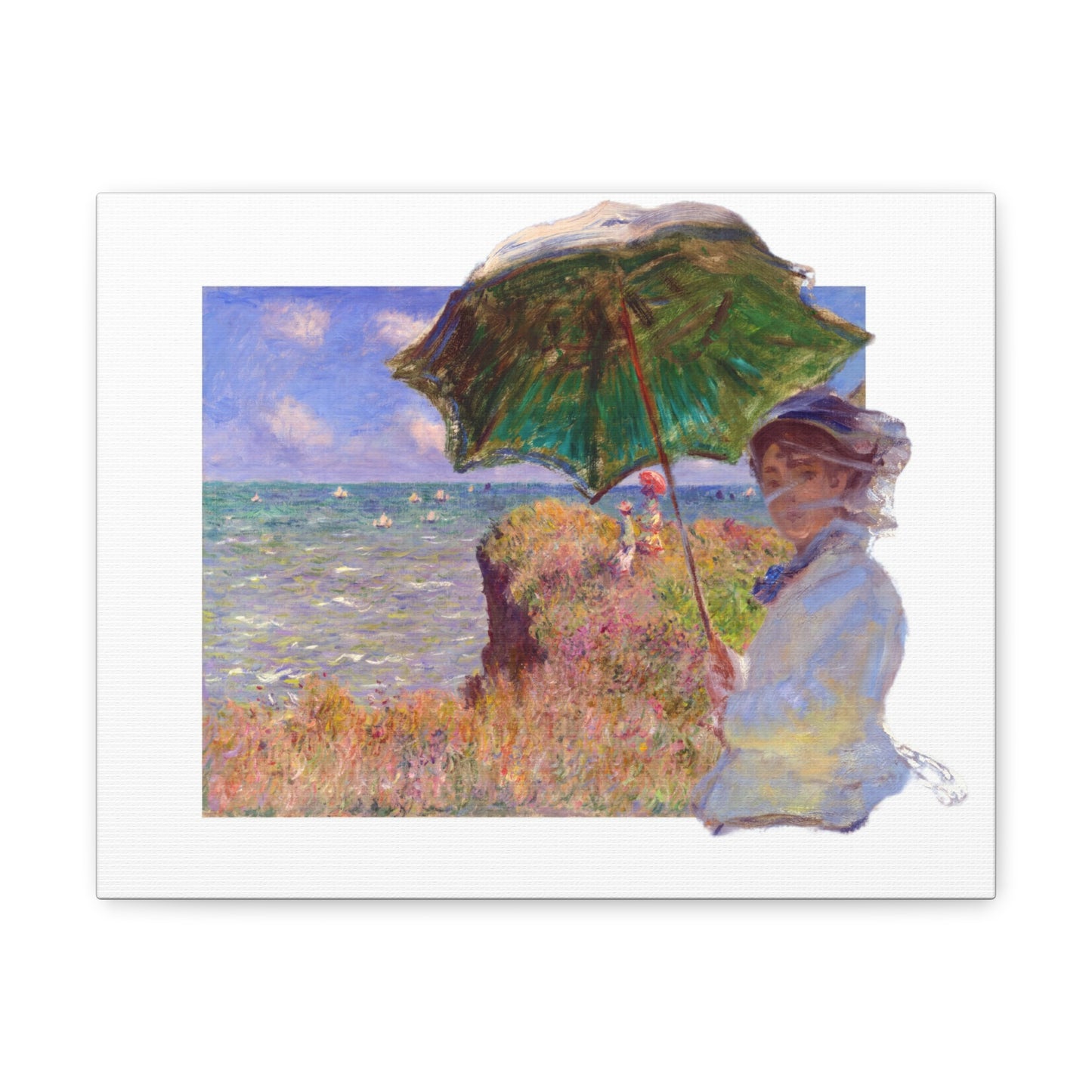 Monet - Woman with Parasol and Cliff Walk at Pourville - Canvas Wall Art