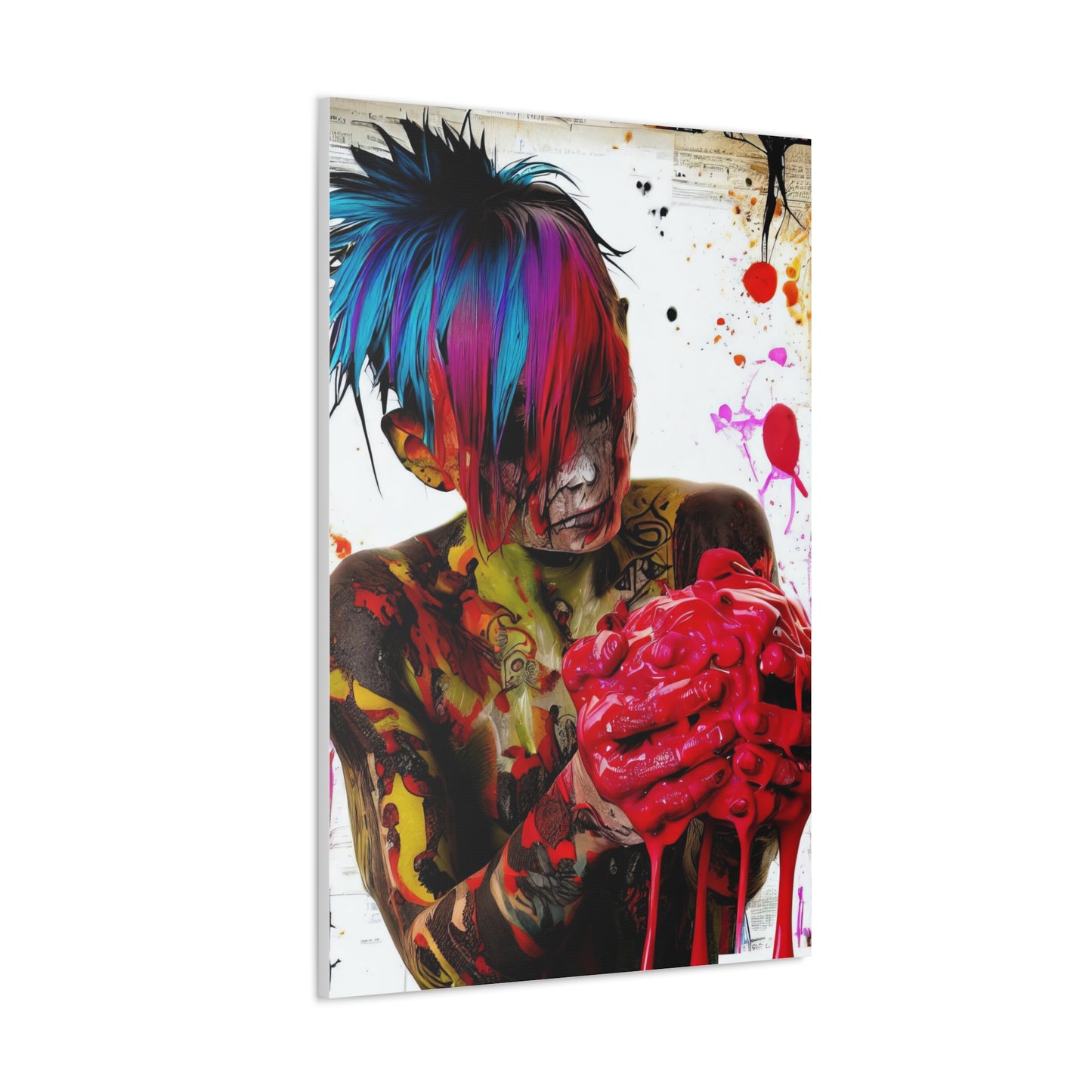 Tattooed Boy with Big Heart  - Canvas Wall Art