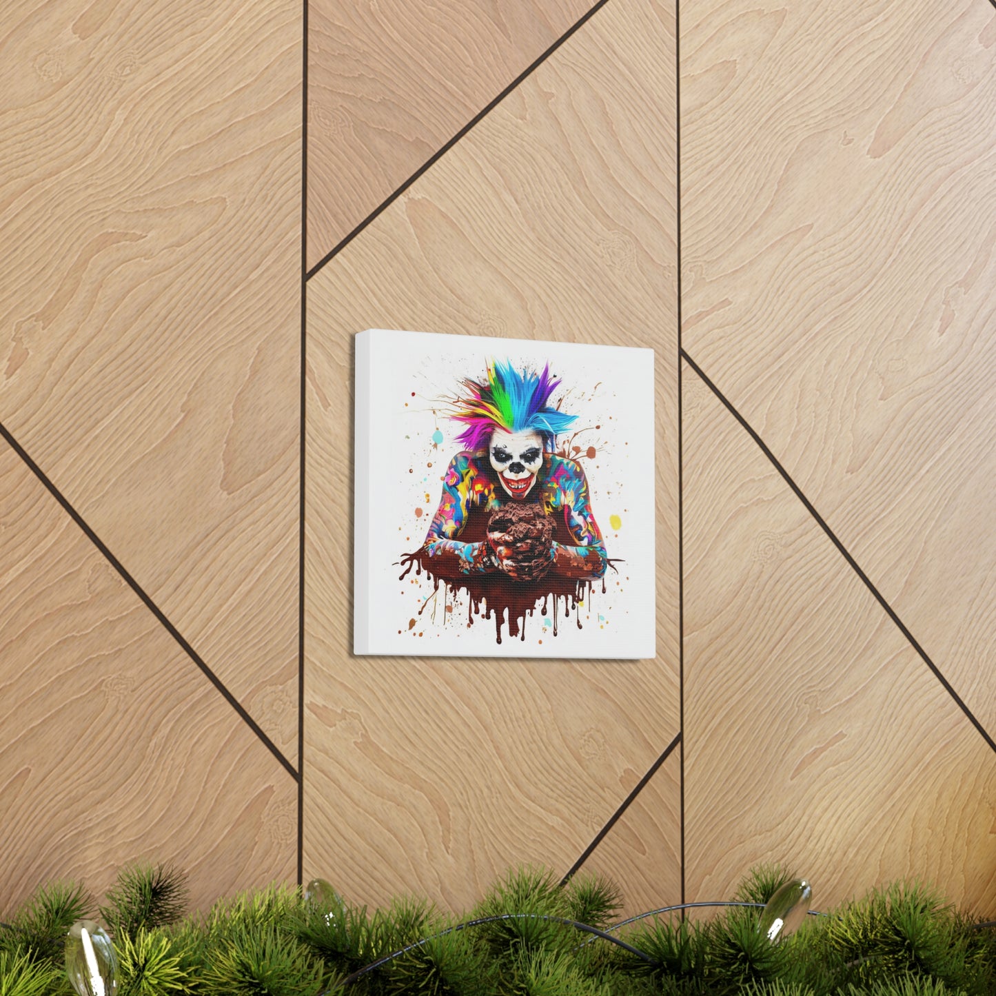 Creepy Clown Chocolate Ice Cream  - Canvas Wall Art