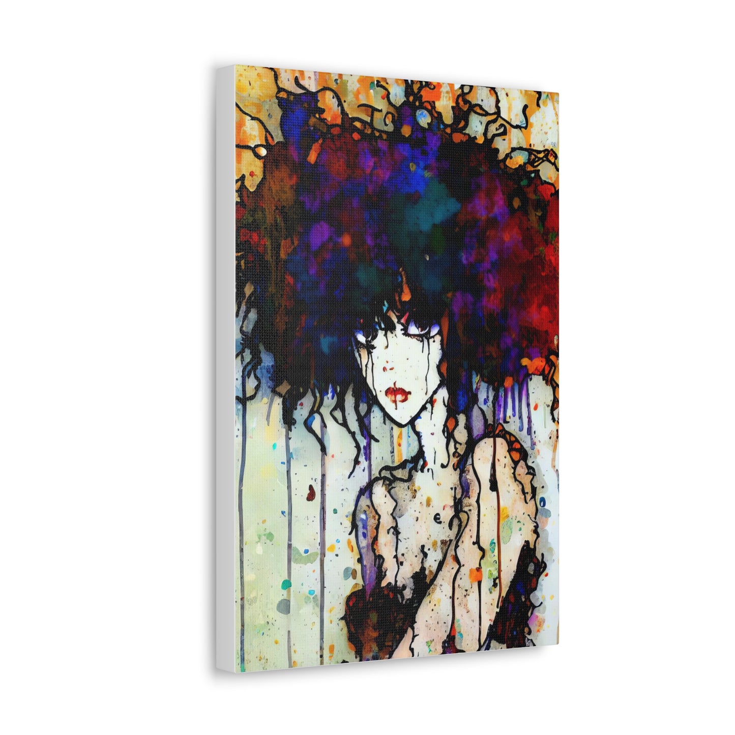 Girl with Big Hair  - Canvas Wall Art