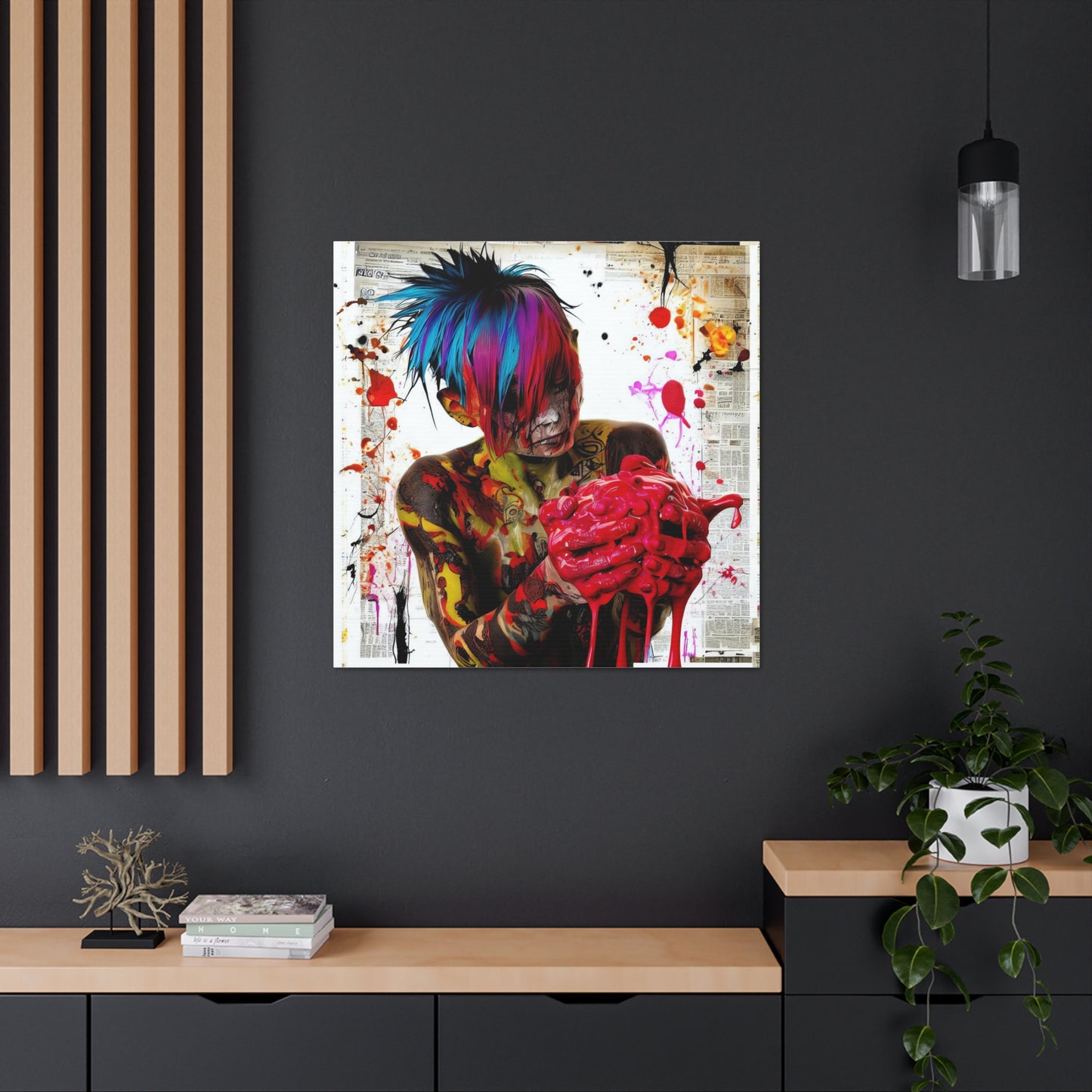 Tattooed Boy with Big Heart  - Canvas Wall Art