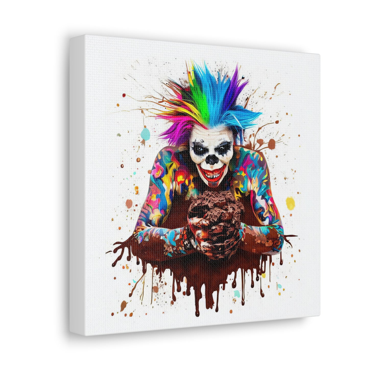 Creepy Clown Chocolate Ice Cream  - Canvas Wall Art