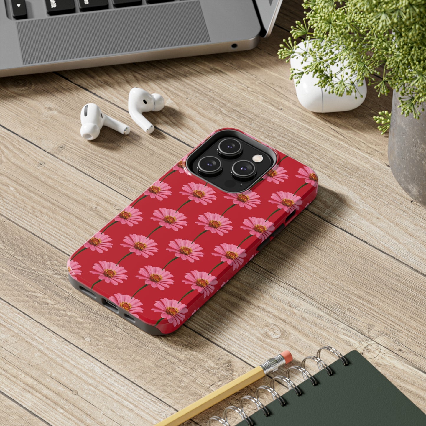 Pink Zinnia Red Tough Phone Case