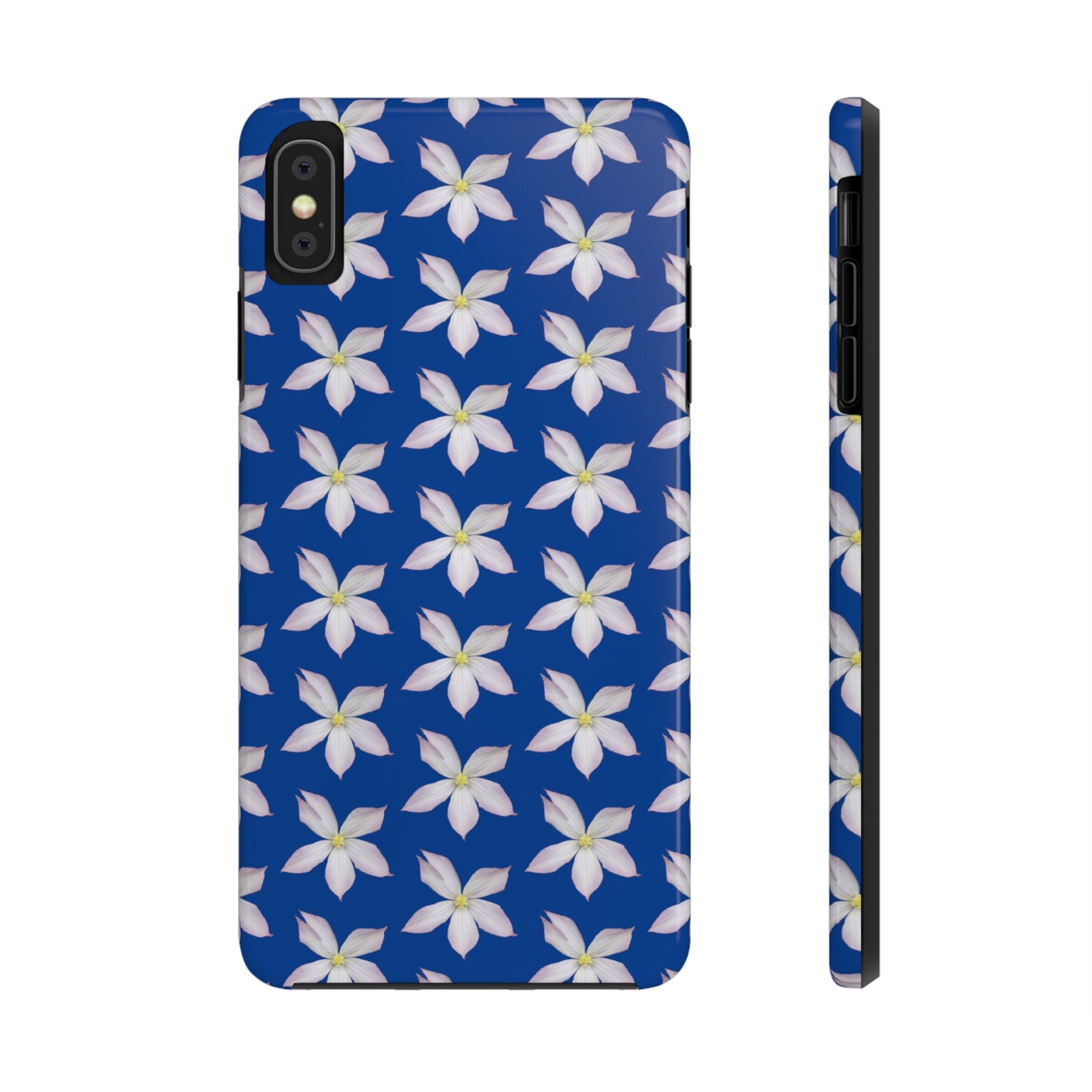 White Clematis Blue Tough Phone Case