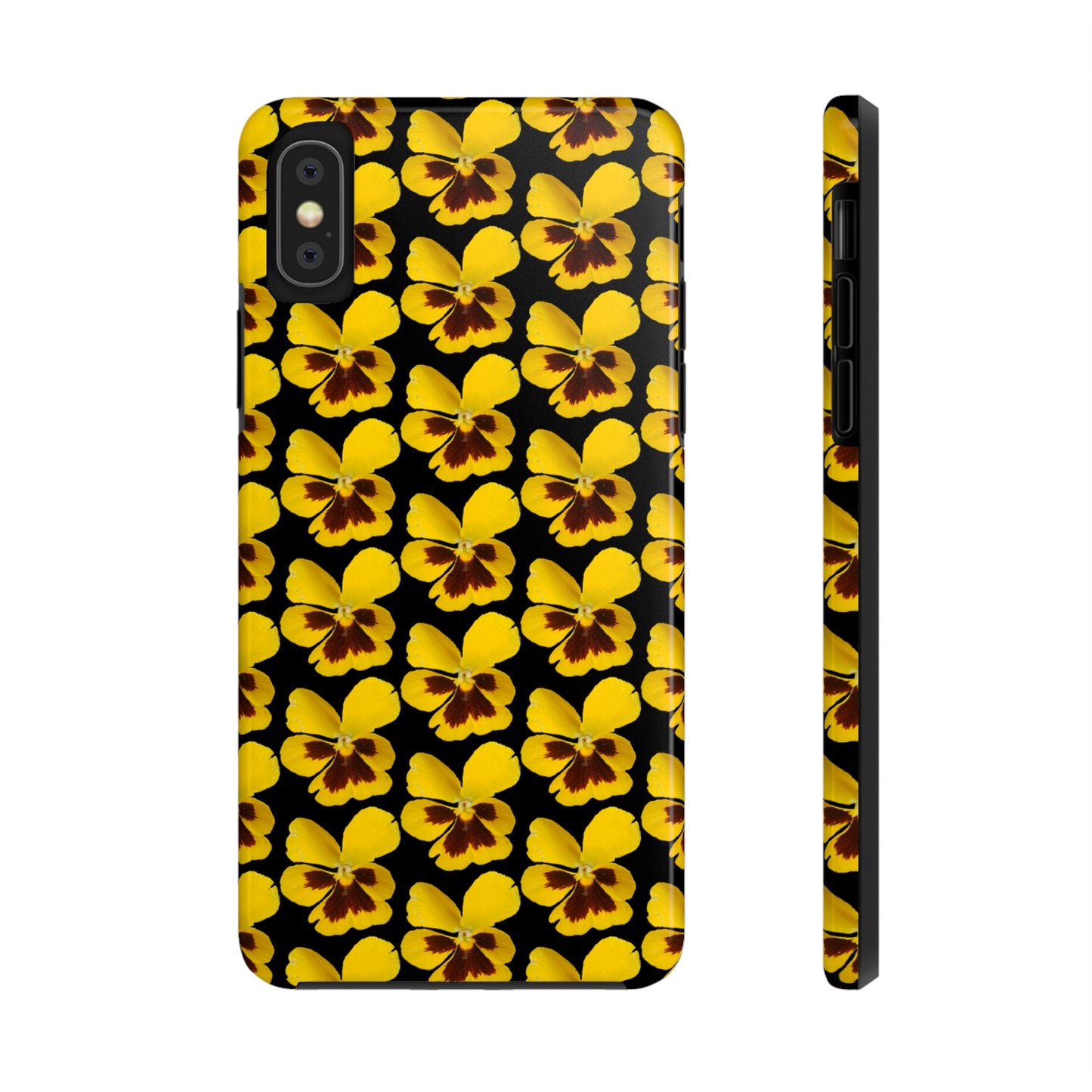 Yellow Pansy Black Tough Phone Case