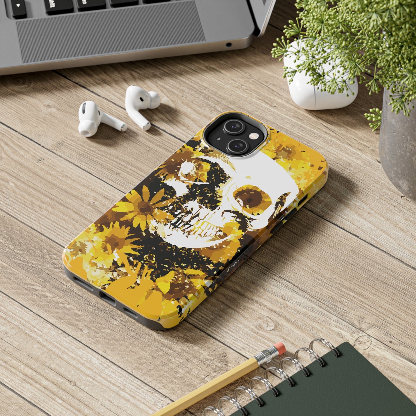 Sunflower Skull Tough Phone Case