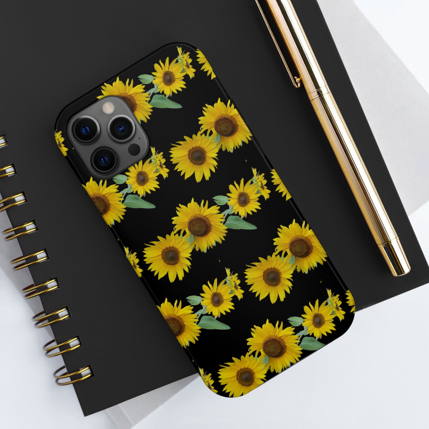 Sunflower Cluster Black Tough Phone Case