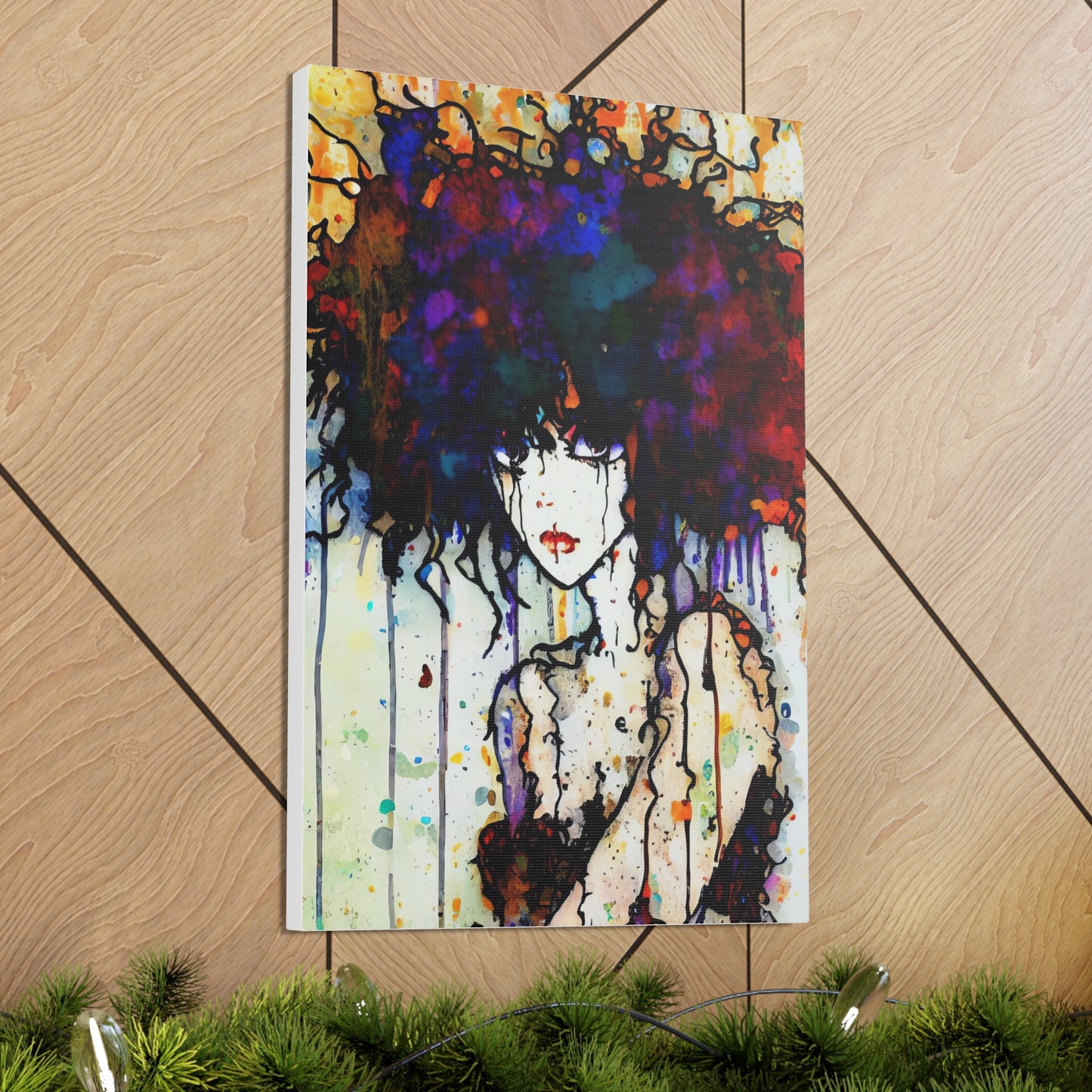 Girl with Big Hair  - Canvas Wall Art