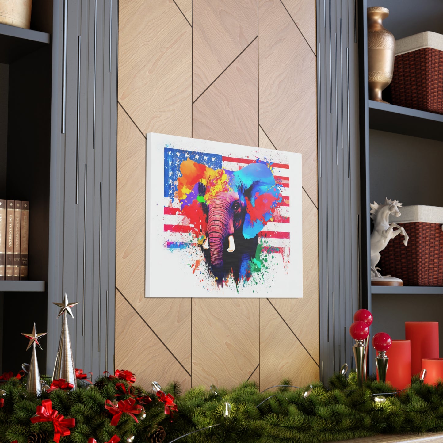 Elephant American Flag - Canvas Wall Art